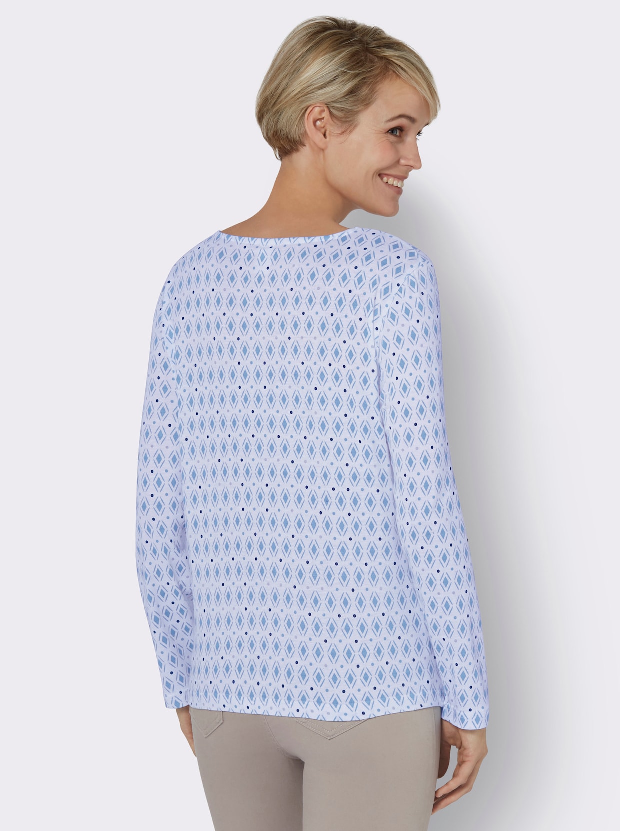 Shirt met lange mouwen - hemelsblauw gedessineerd
