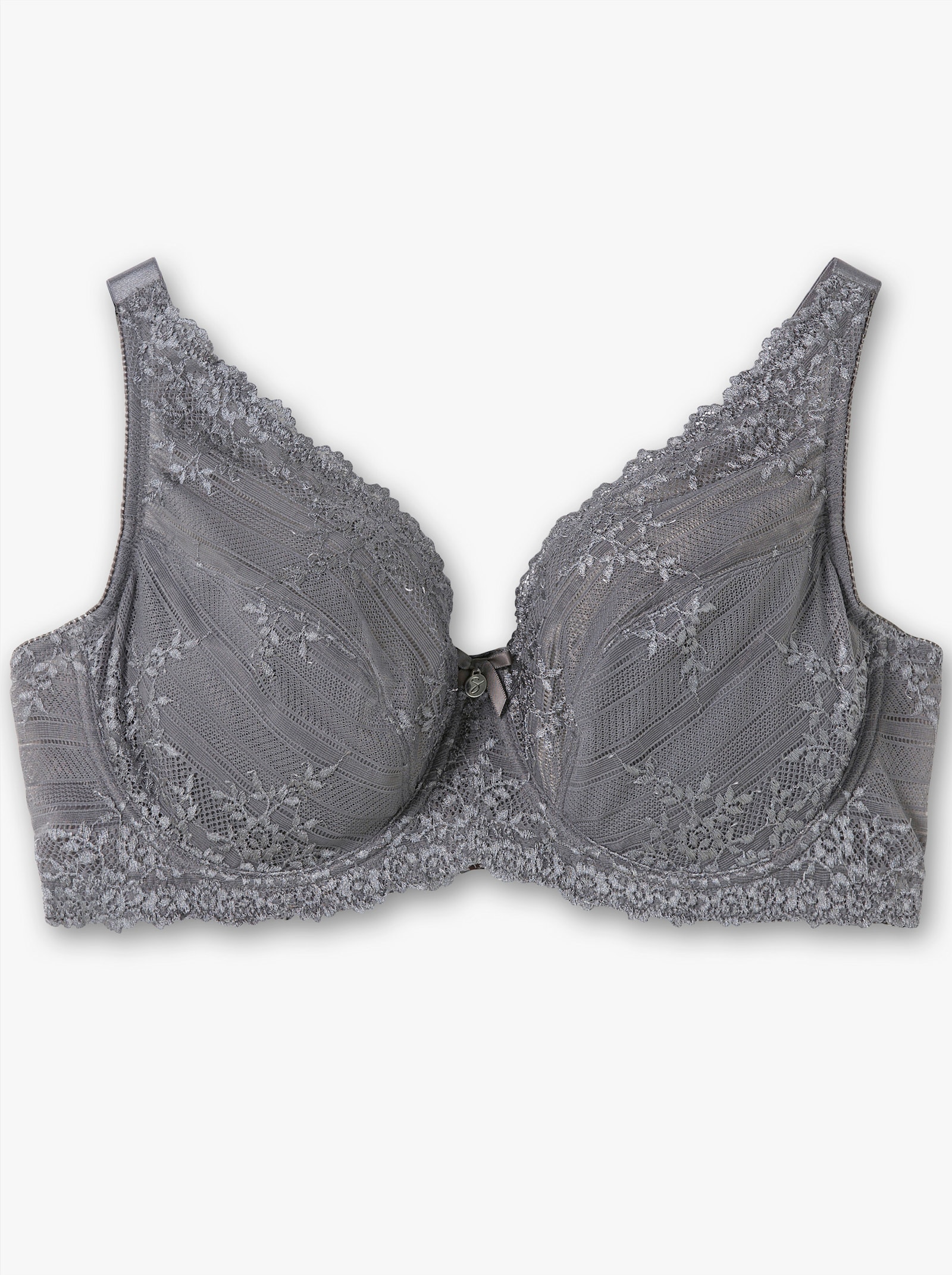 sheego Soutien-gorge à armatures avec dentelle florale - graphite