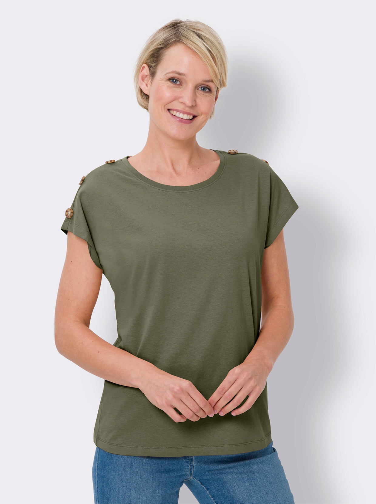 Kortärmad topp - khaki