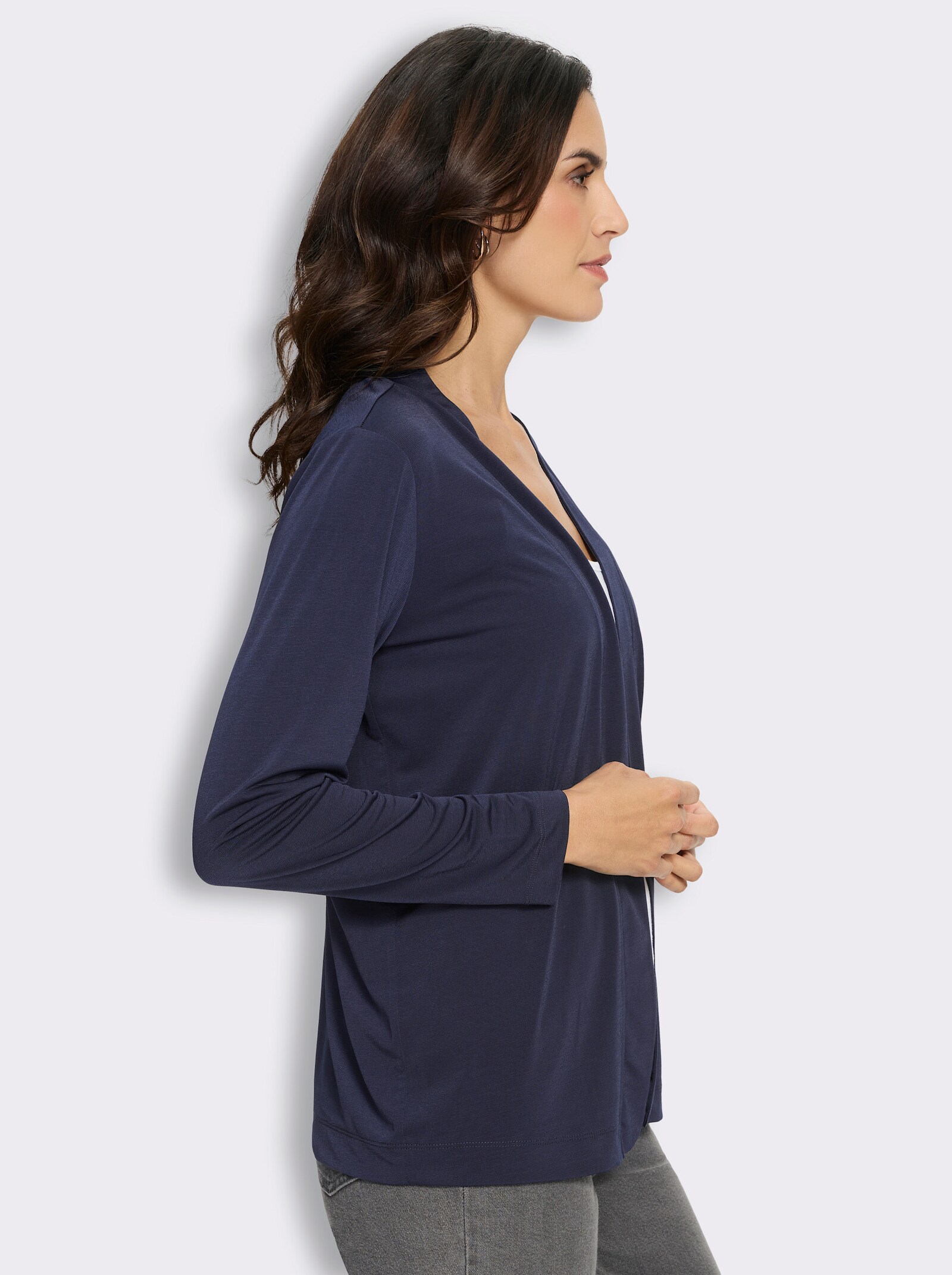 Shirtjacke in offener Form - marine