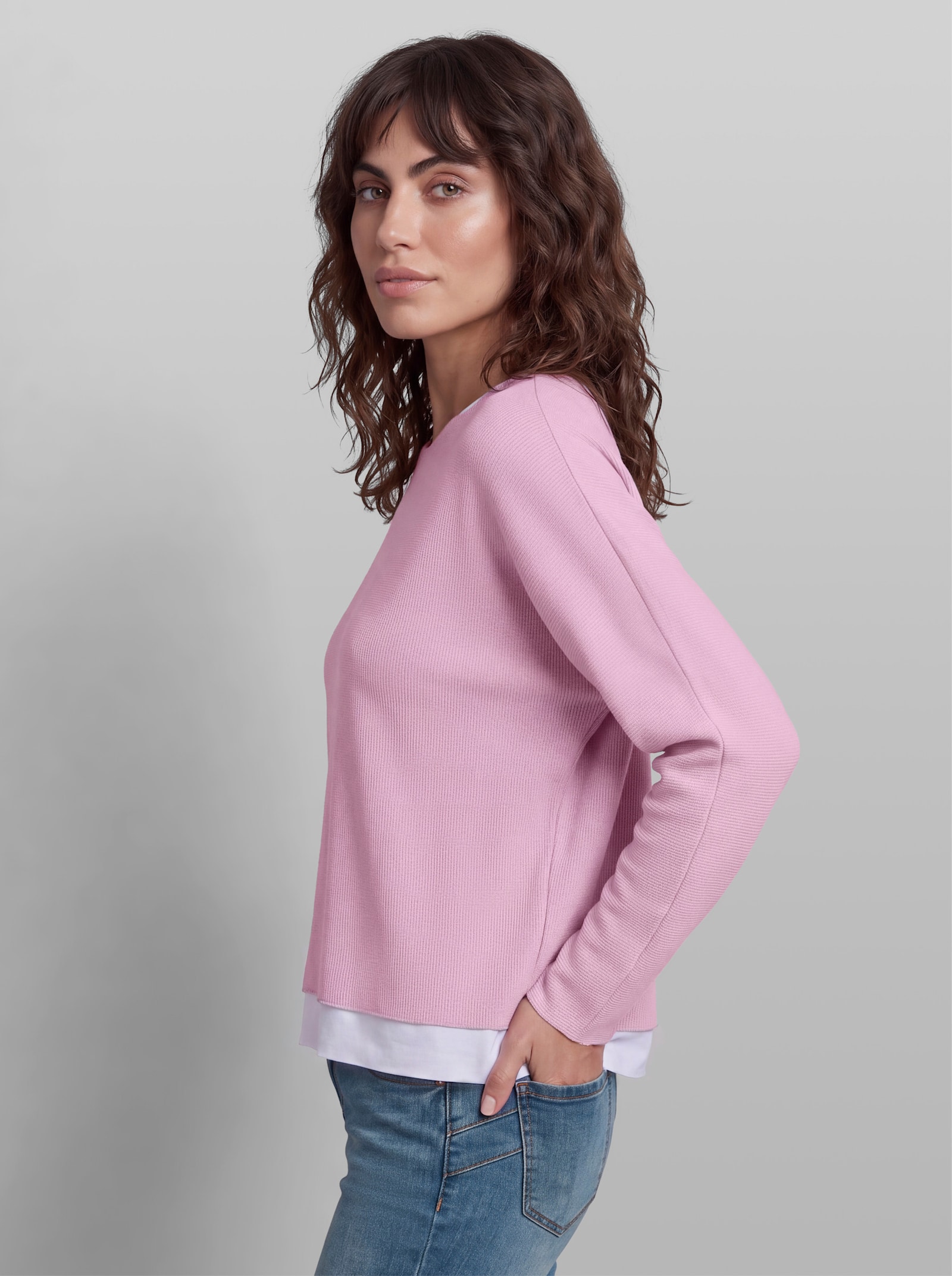 heine 2-in-1-Shirt aus Waffelpiqué - rosé