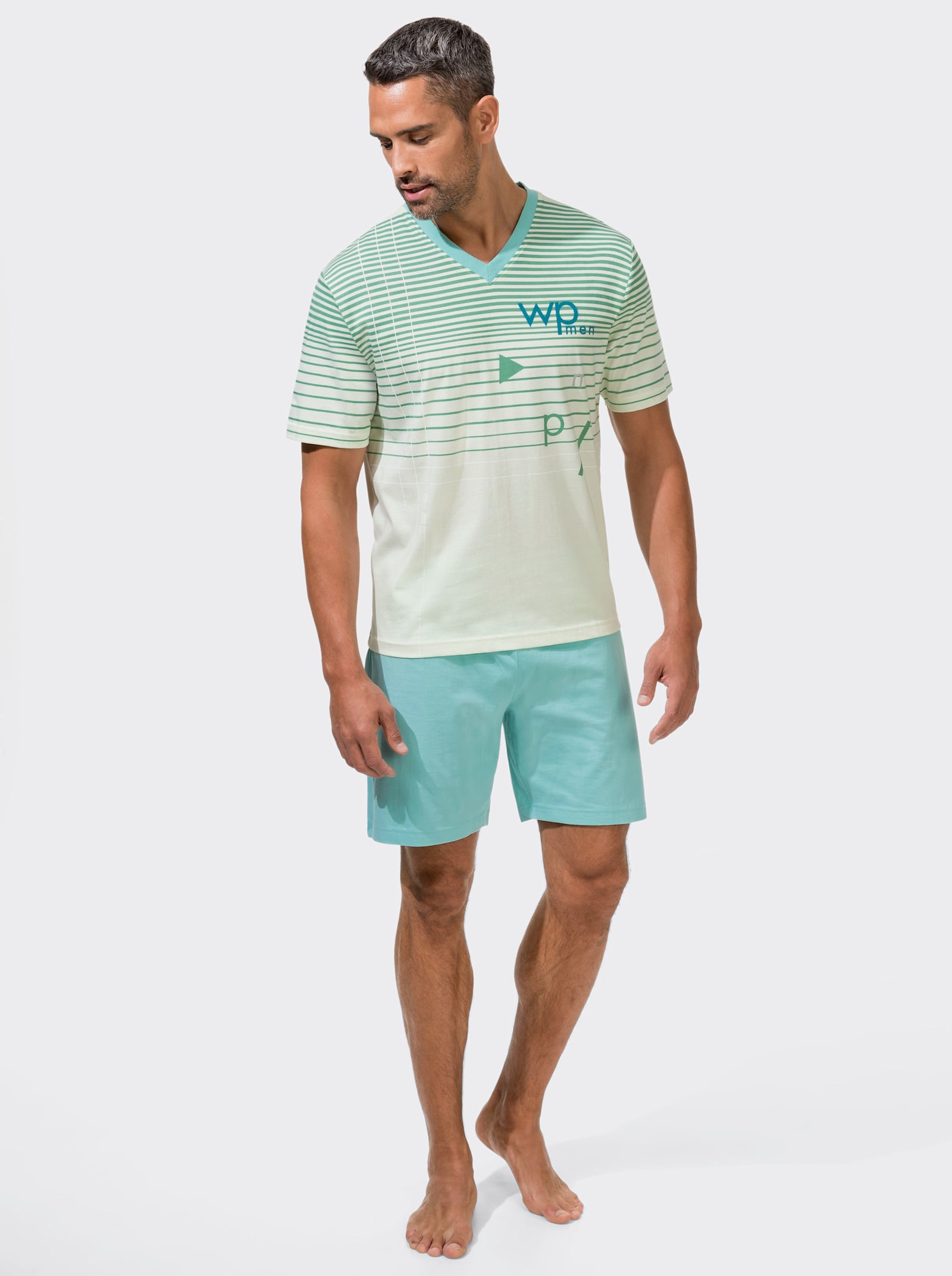 wäschepur men Shorty's - grijs + turquoise