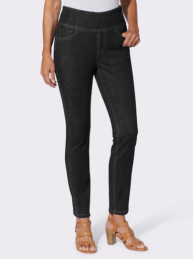 Jeans mit seitlichem Reißverschluss - black-denim
