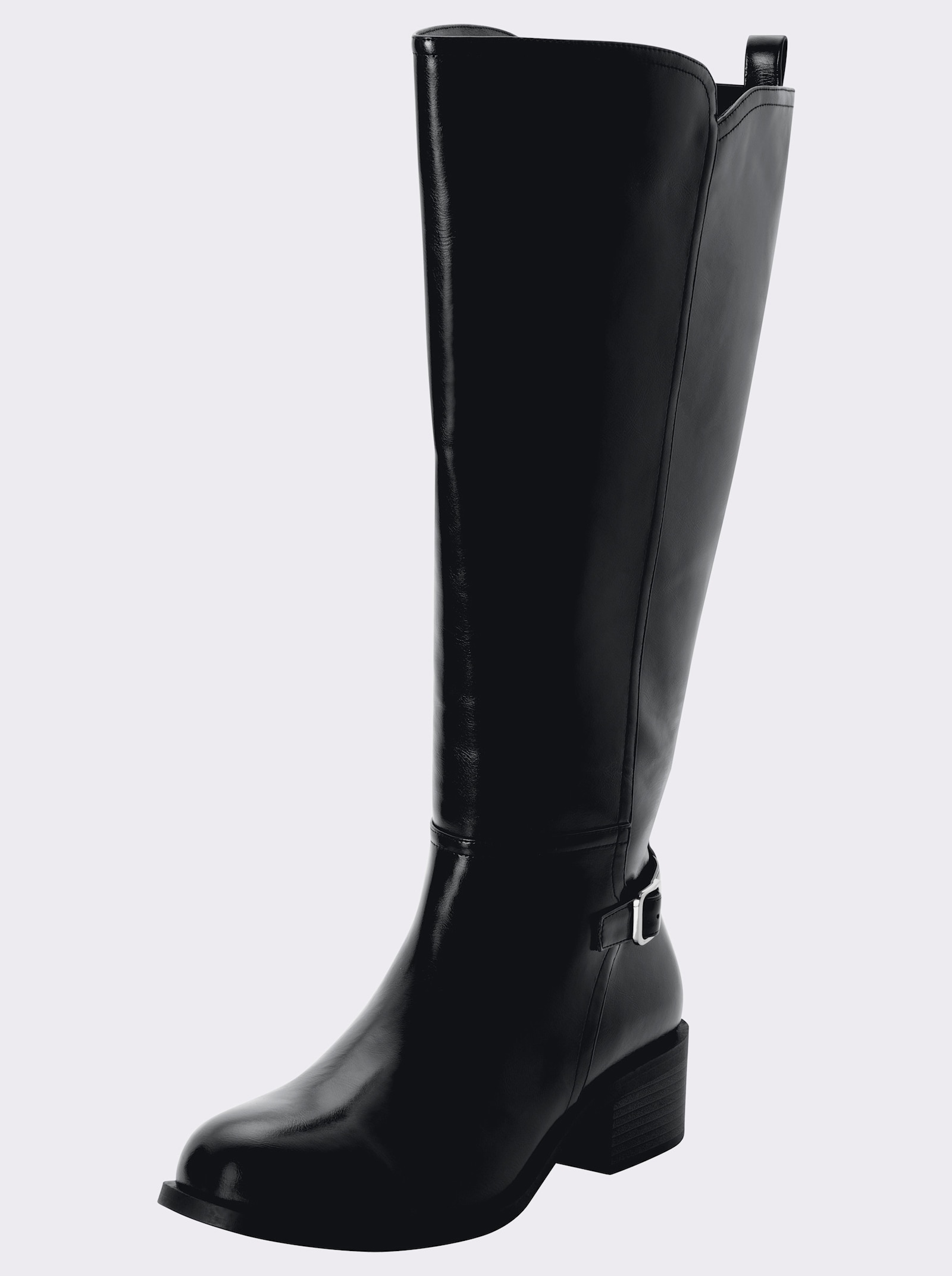 Weitschaftstiefel mit dezentem Glanz - schwarz