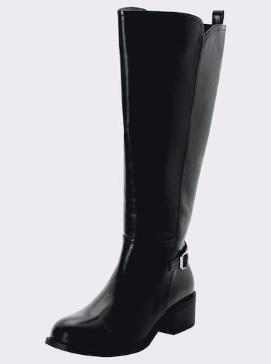Weitschaftstiefel mit dezentem Glanz - schwarz
