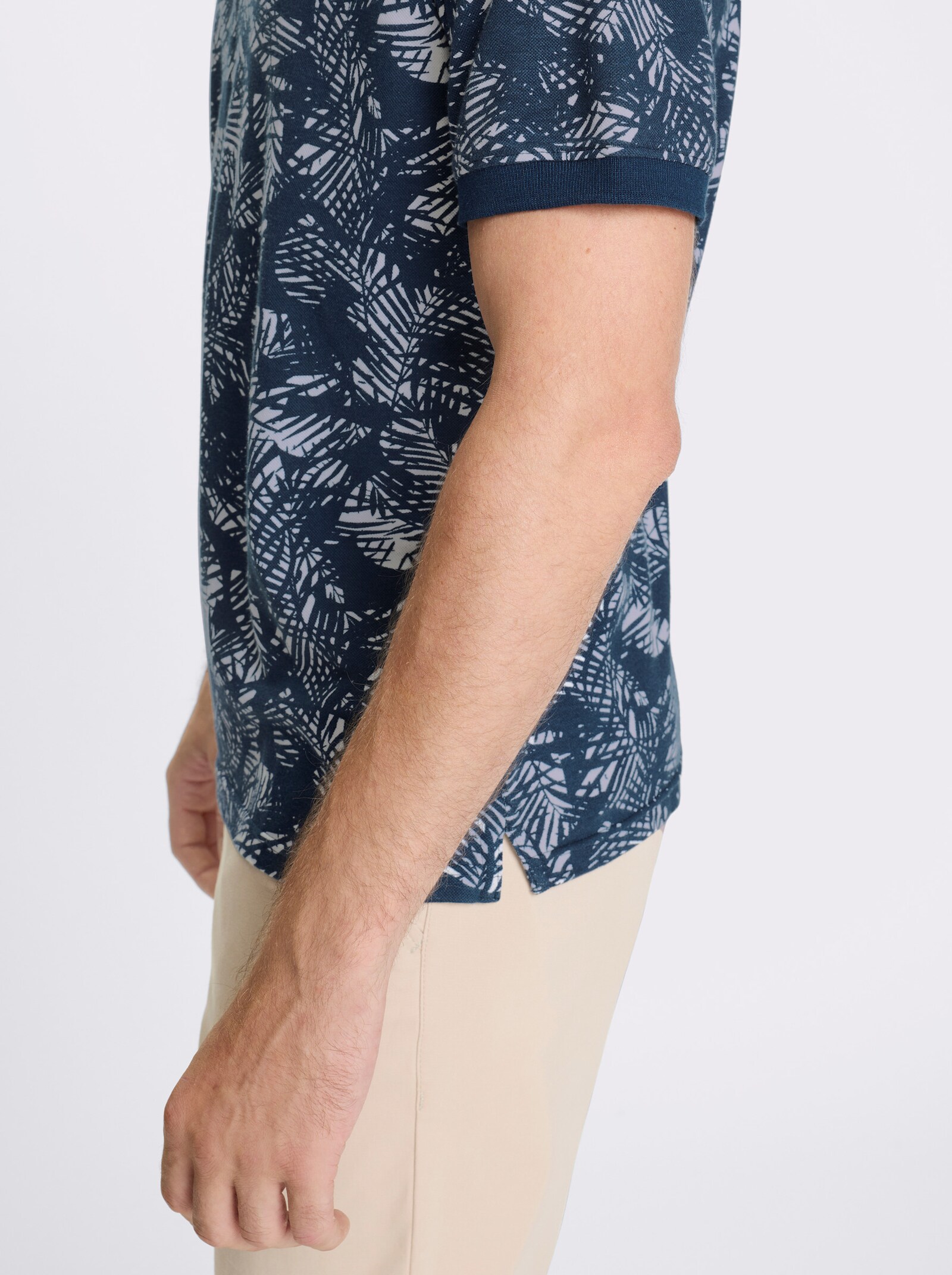 Catamaran Kurzarmshirt mit floralem Allover-Muster - dunkelblau-weiß-gemustert