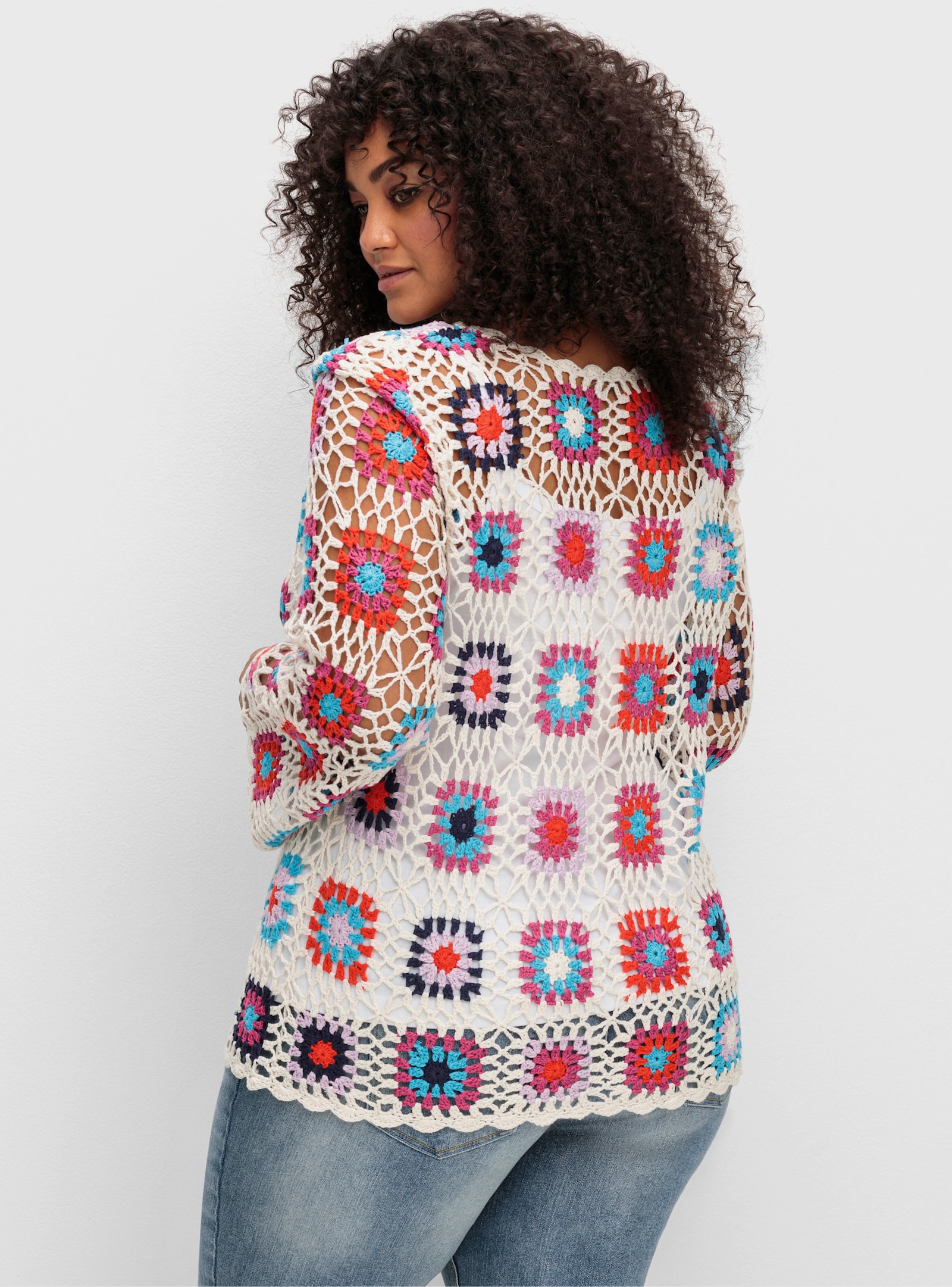 sheego by Joe Browns Strickpullover im Crochet-Muster - offwhite