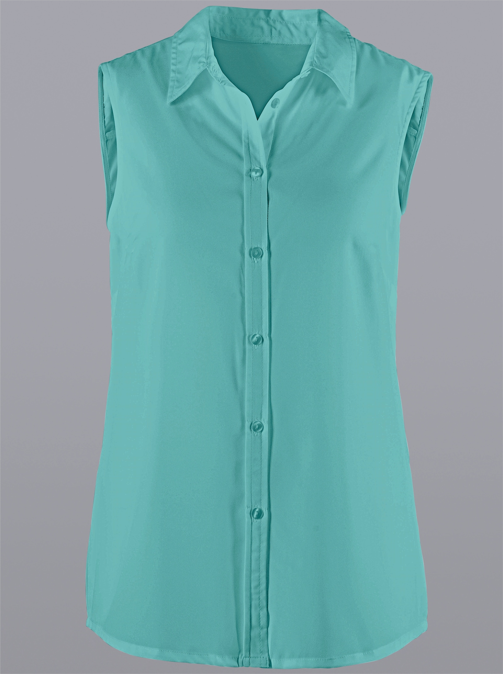 Ärmellose Bluse mit Hemdkragen - mint