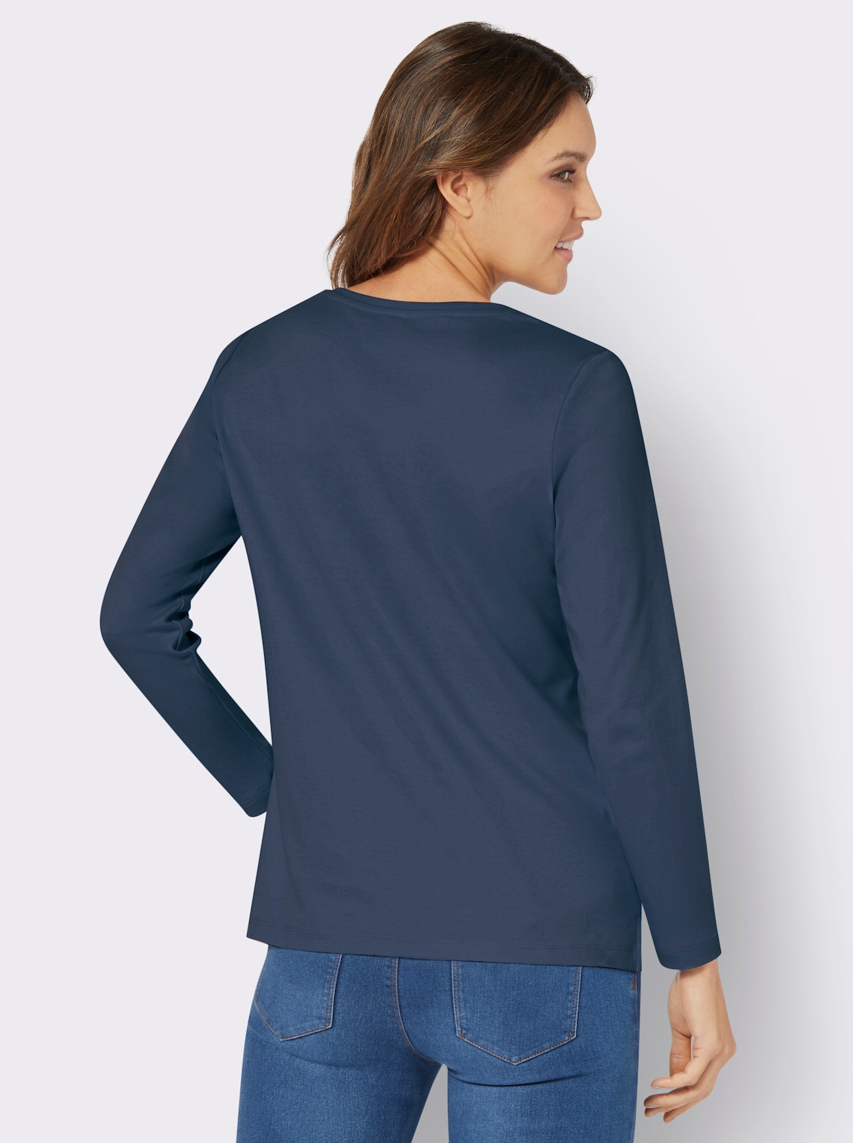 Sweatshirt - donkerblauw-wit