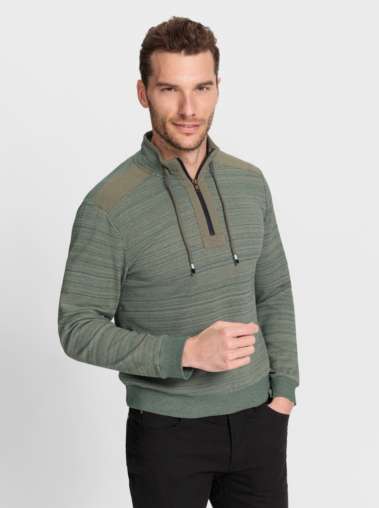 Marco Donati Sweatshirt - kaki gemêleerd