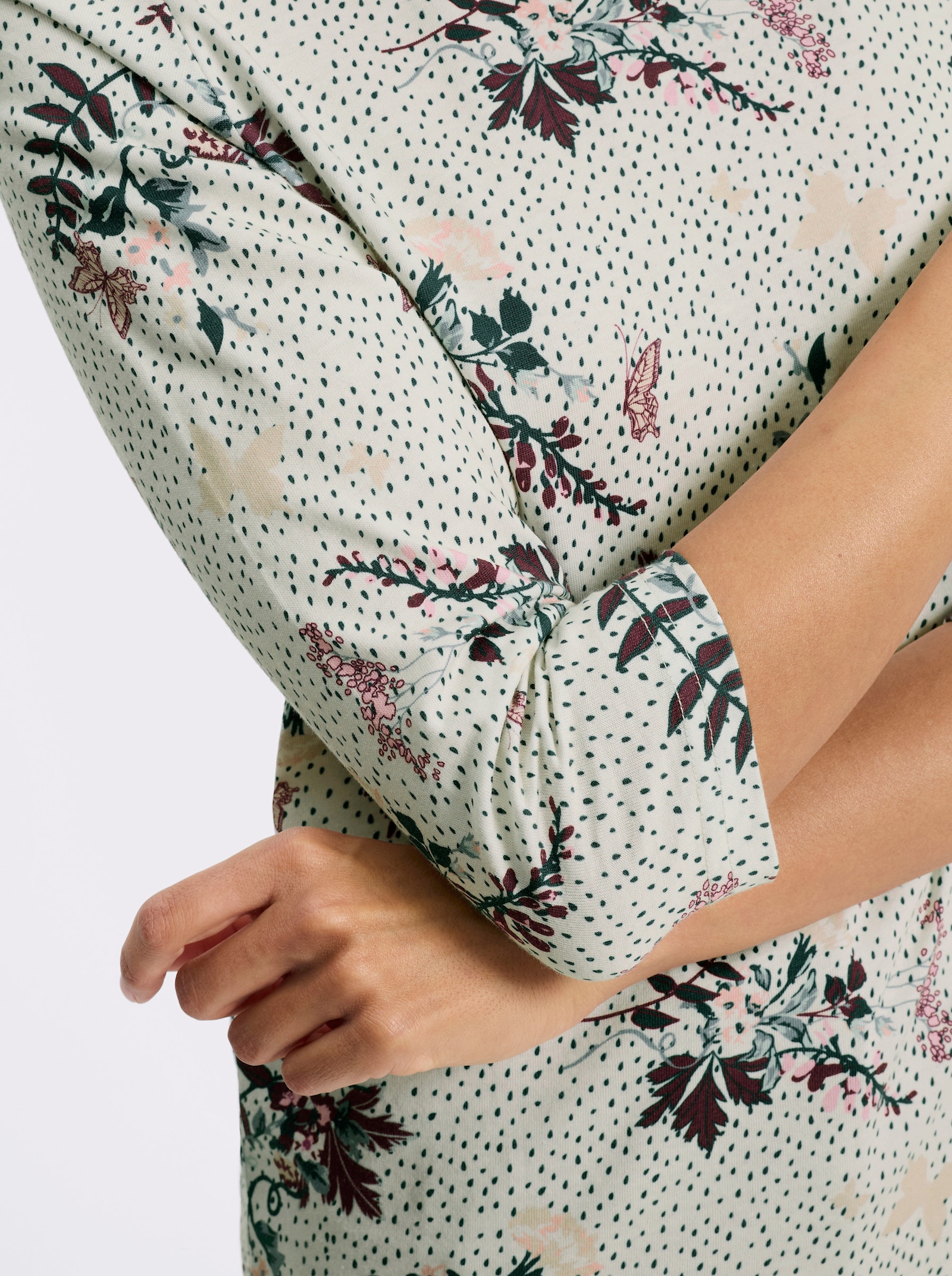 3/4-Arm-Shirt mit floralem Dessin - champagner-hortensie-bedruckt