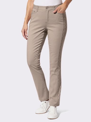 5-Pocket-Jeans mit Rauten-Steppung - sesam
