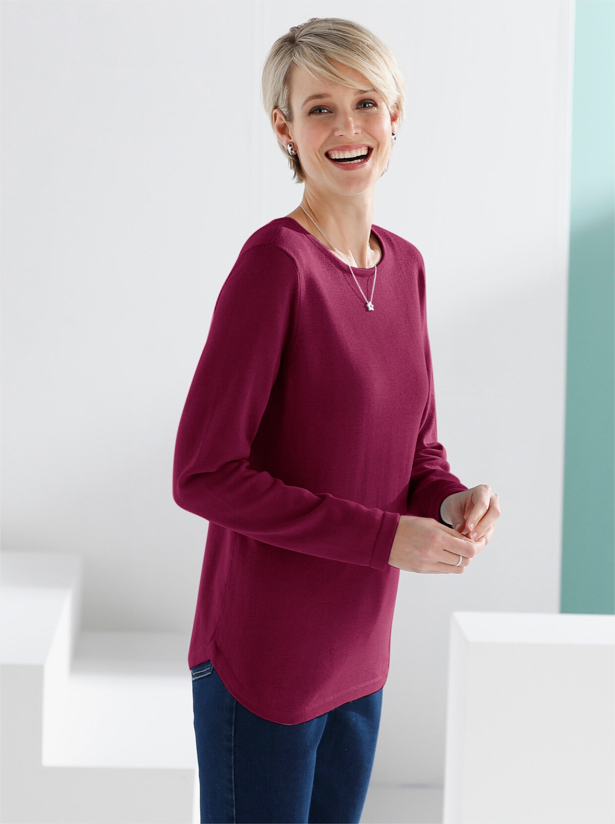 Langarm-Pullover - bordeaux