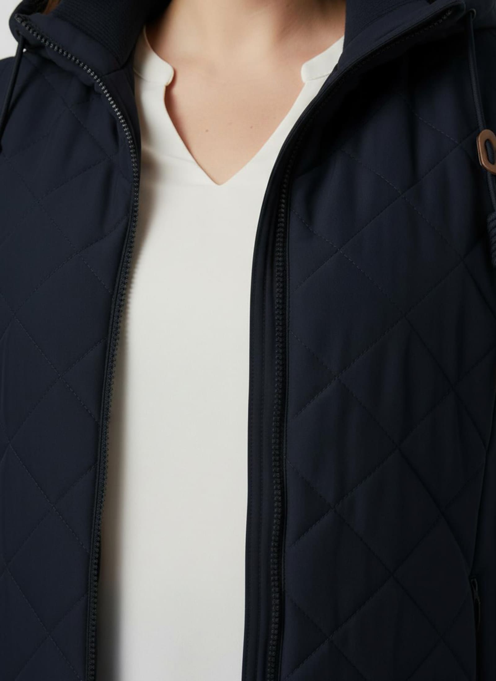 Steppweste mit Strickstehkragen, Microfaser - marine