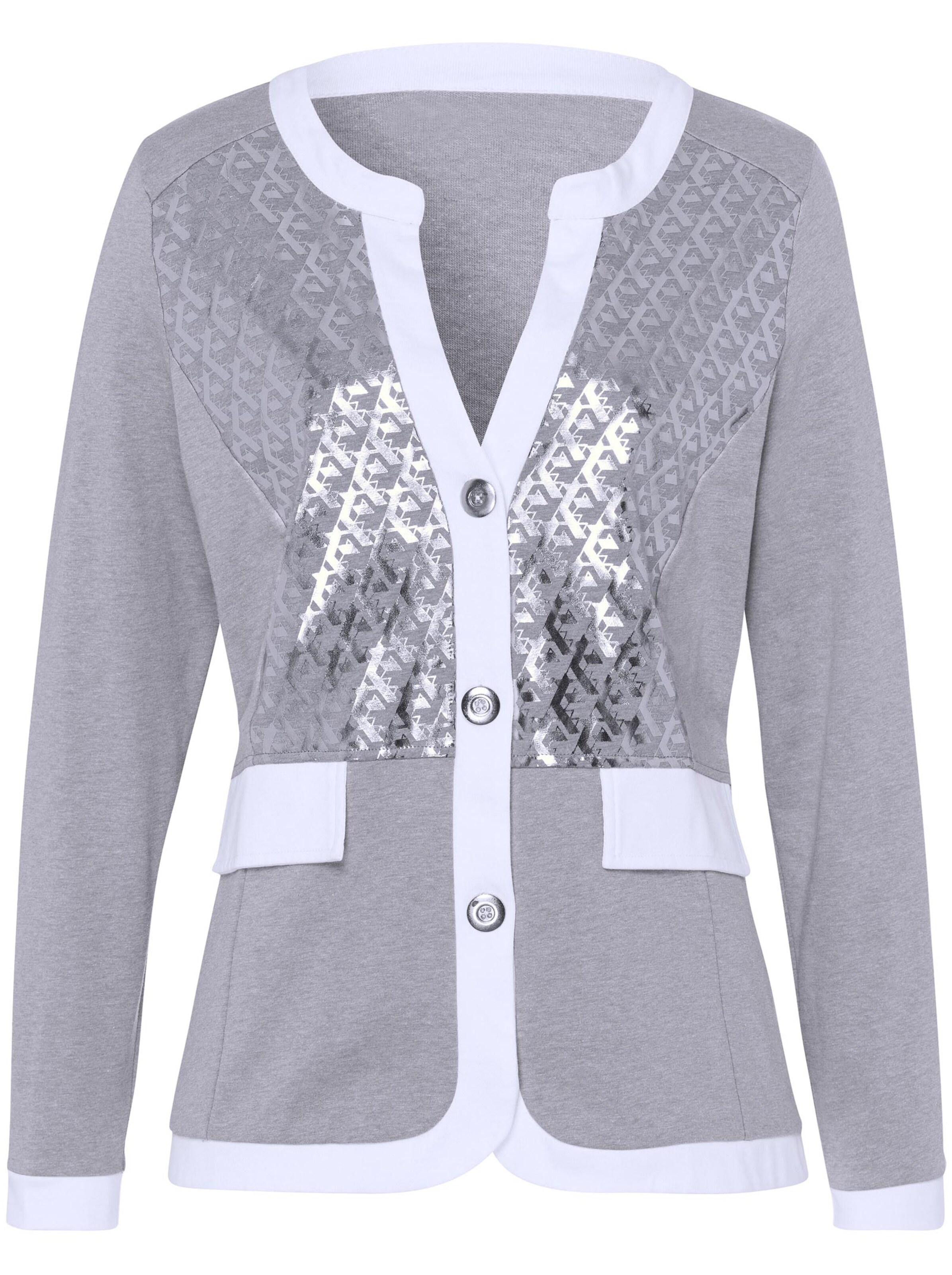 Shirtjacke - steingrau-gemustert