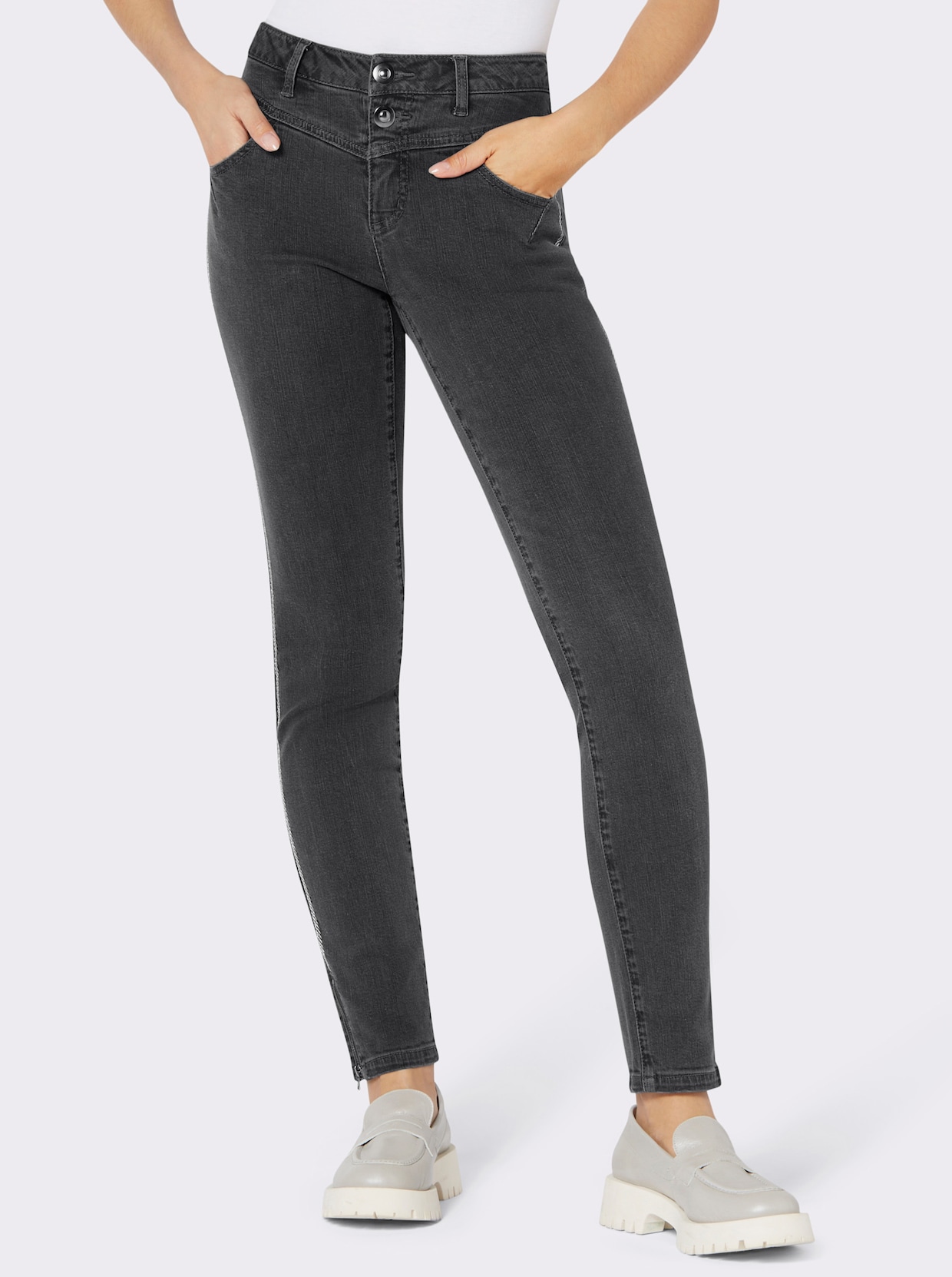 Jean modal coton - anthracite-gris-denim