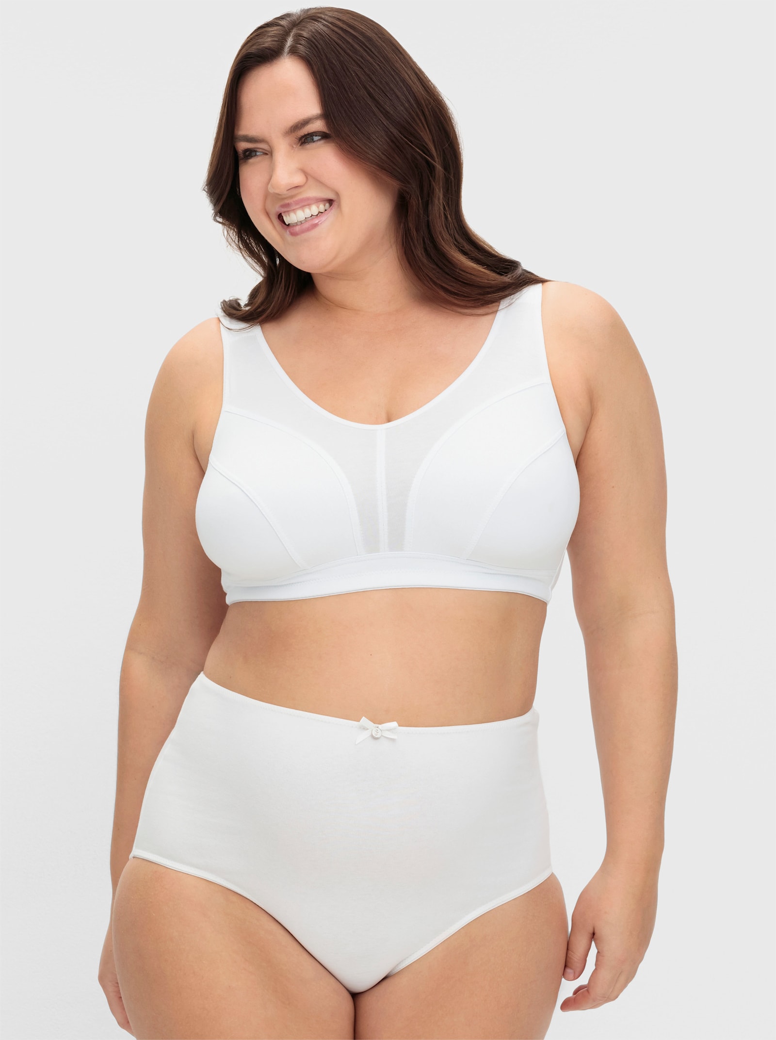 sheego BH ohne Bügel mit Mesh-Einsätzen - weiß