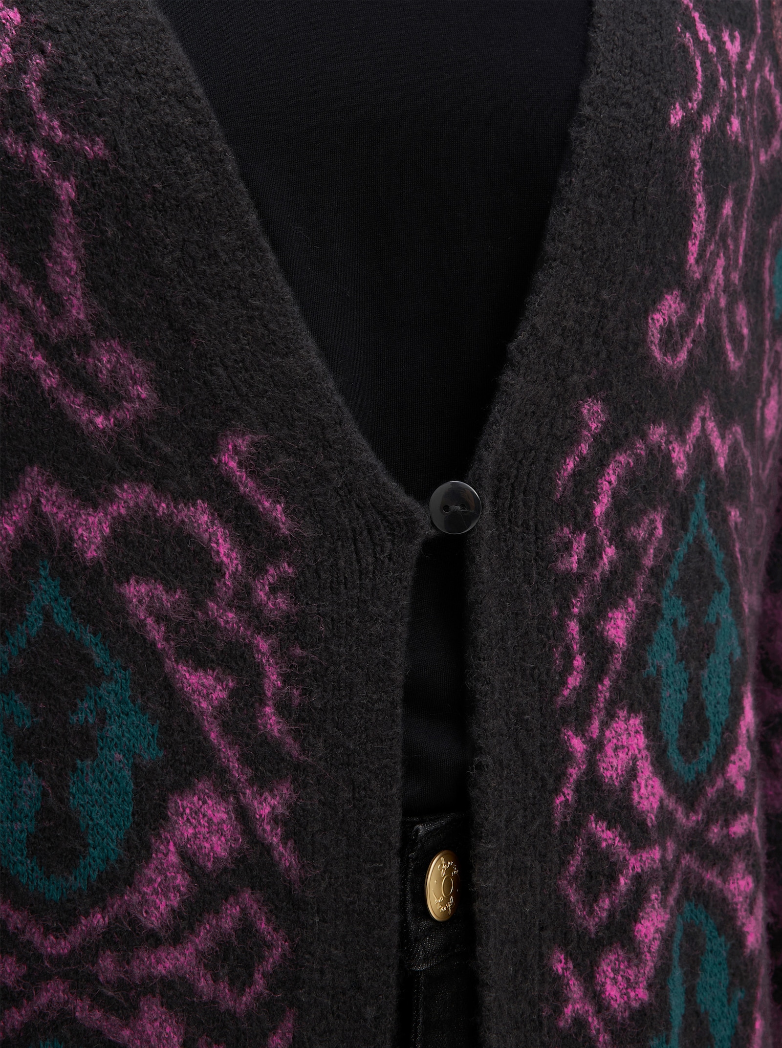 sheego Strickmantel mit Jacquard-Muster - erika-burgund-gemustert