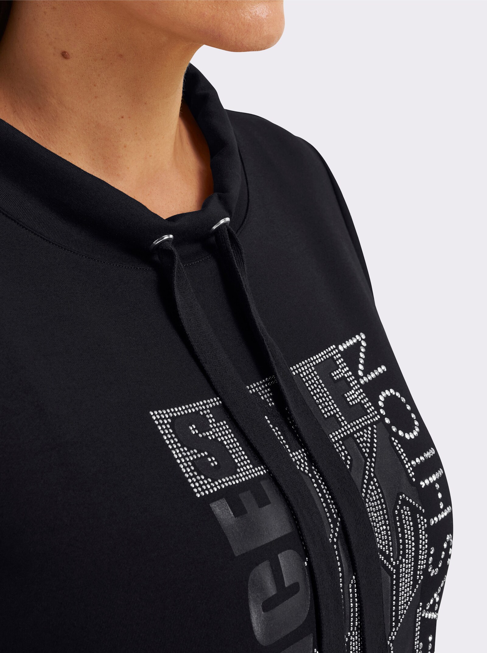 Kurzarmshirt mit Stehkragen - schwarz