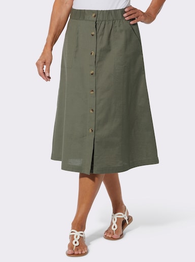 A-Linien-Rock mit Knopfleiste - khaki