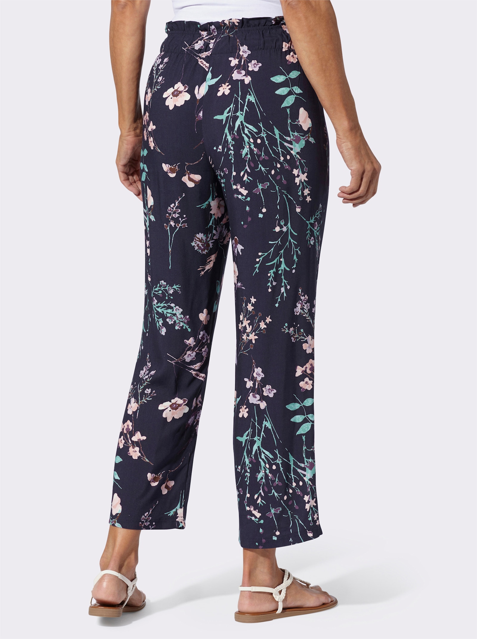 Culotte - marine/lichtroze bedrukt