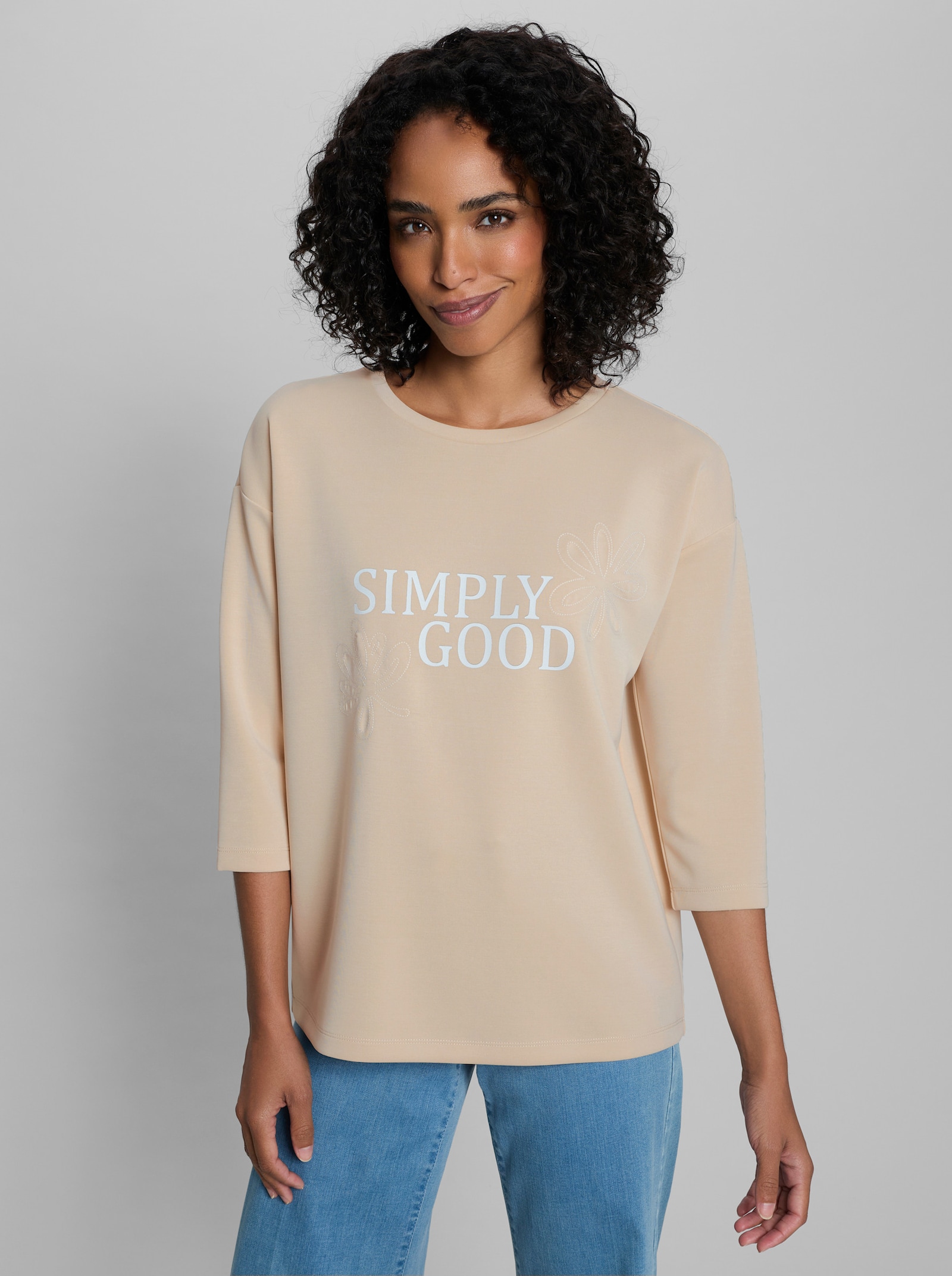 heine Sweatshirt mit Stickerei - sand