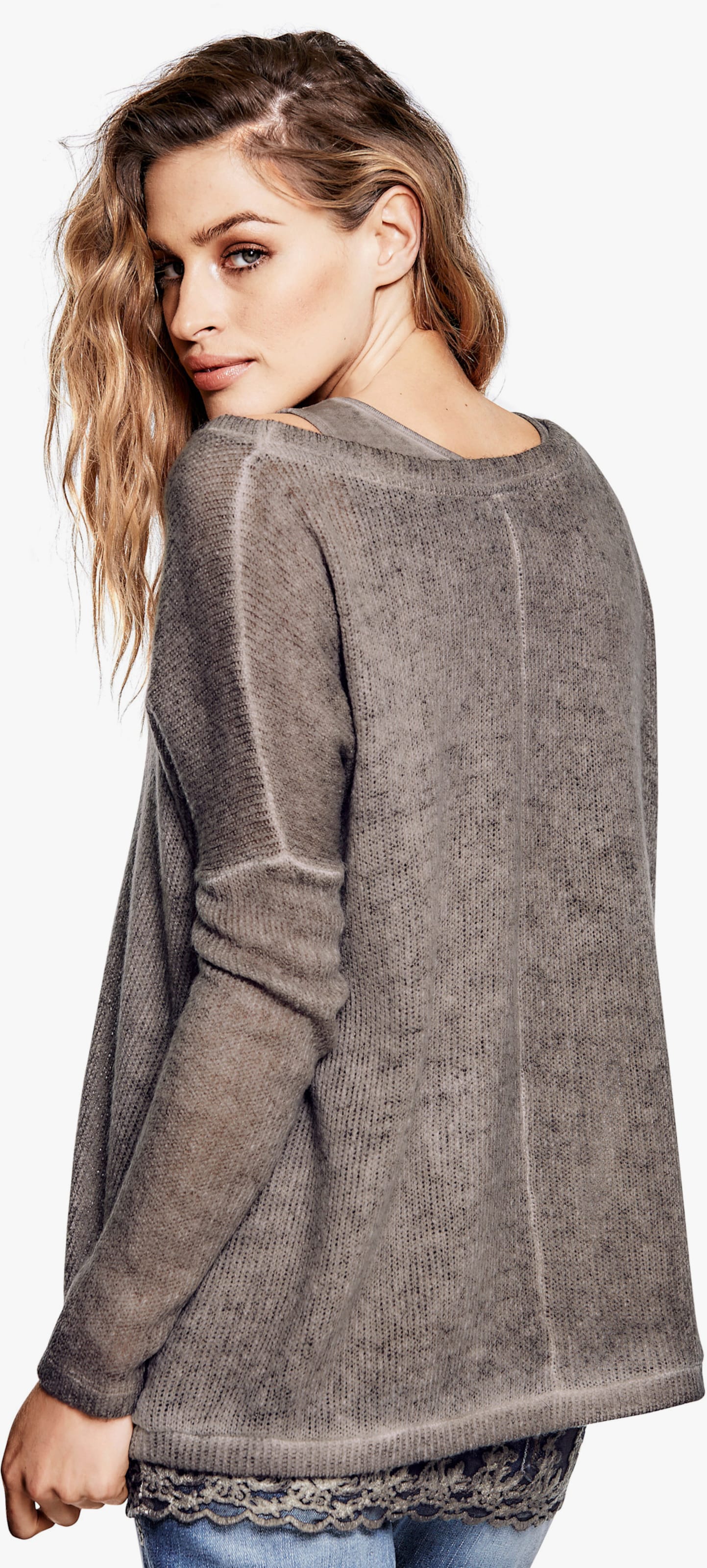 heine 2-in-1-Shirt mit Schal - sand