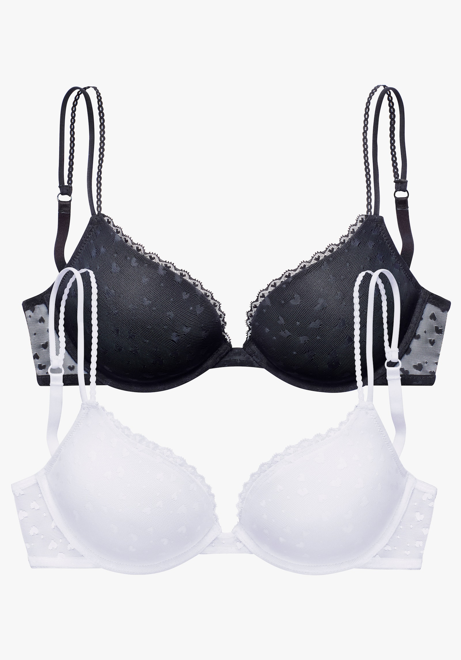 petite fleur Push-up-BH - weiß + schwarz