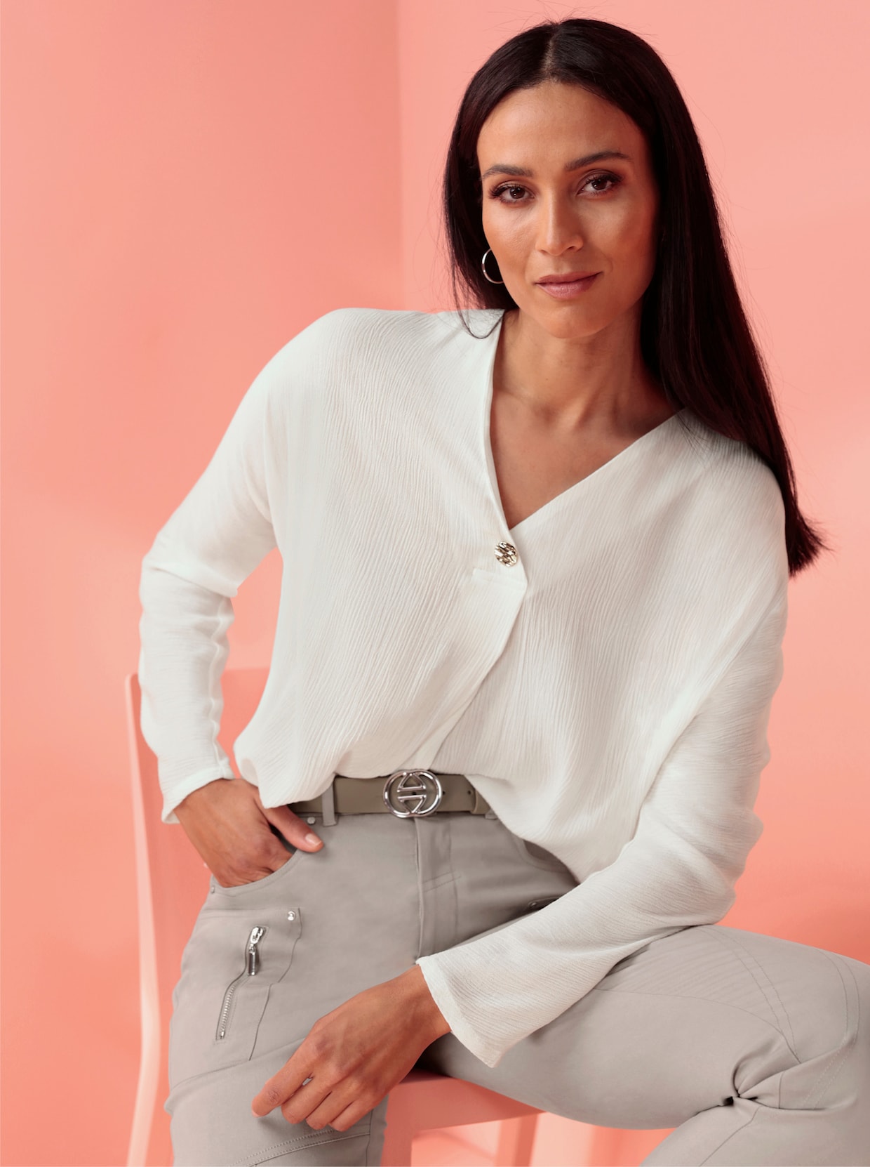 heine Blouse met lange mouwen - ecru