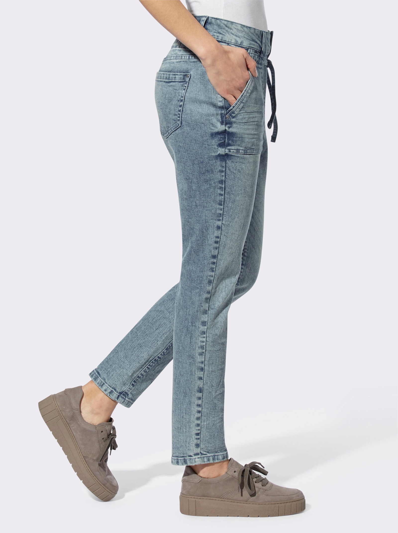 heine Hose mit Bindeband - blue-stone-washed