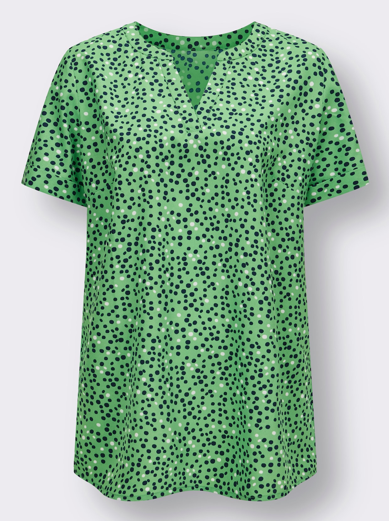 Longline blouse - appelgroen/marine bedrukt