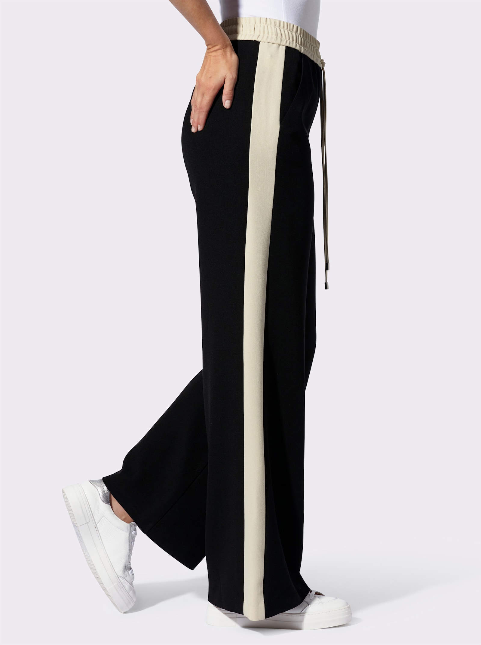 heine Webhose mit Galonstreifen - schwarz-sand