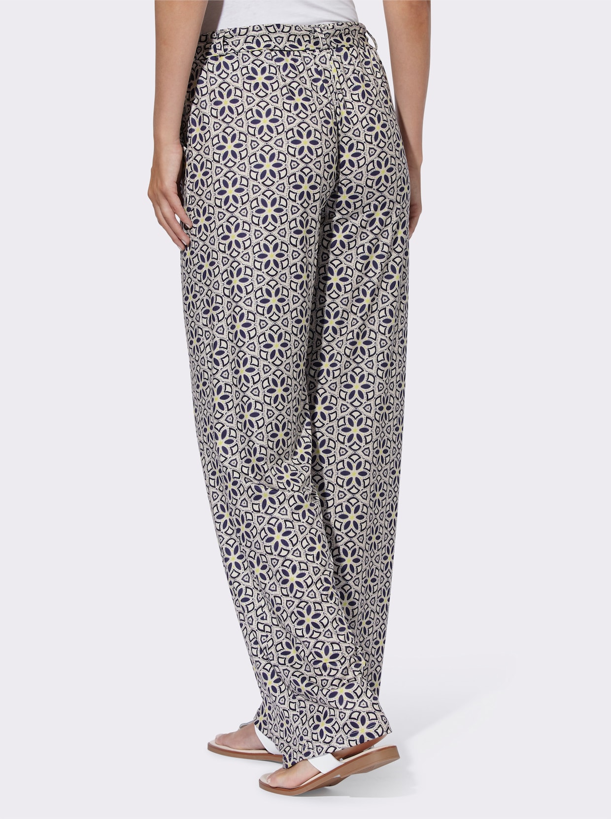 heine Pantalon en jersey - couleur ivoire-marine imprimé