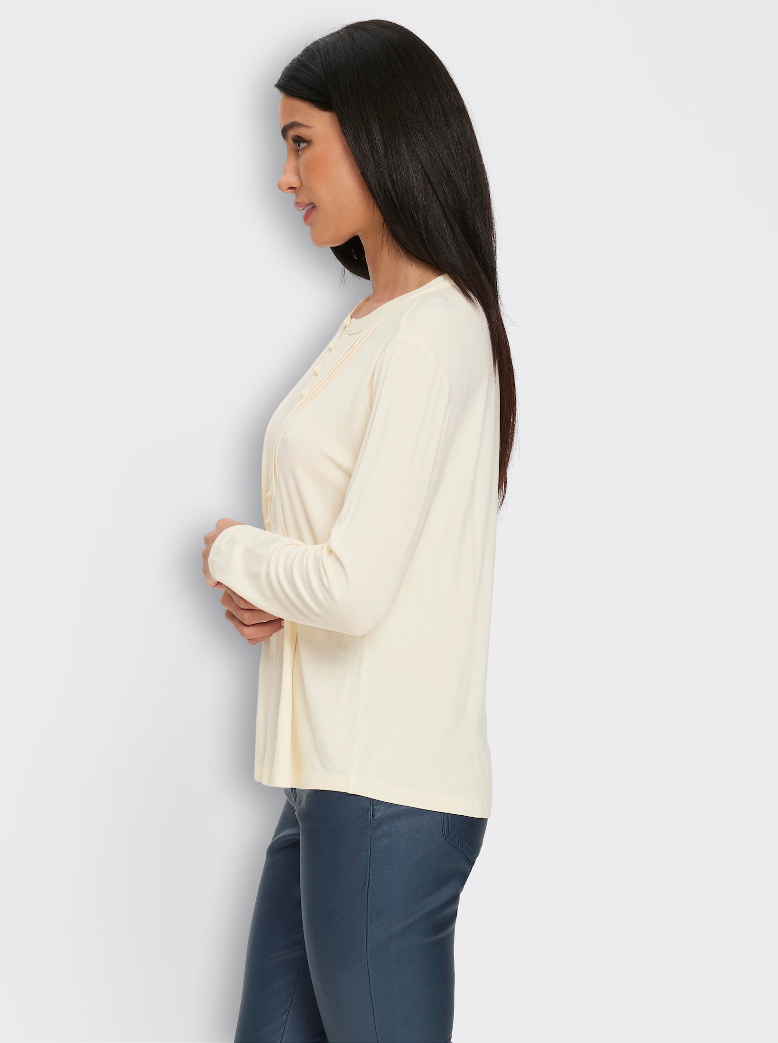 heine Langarmshirt mit Biesen - champagner