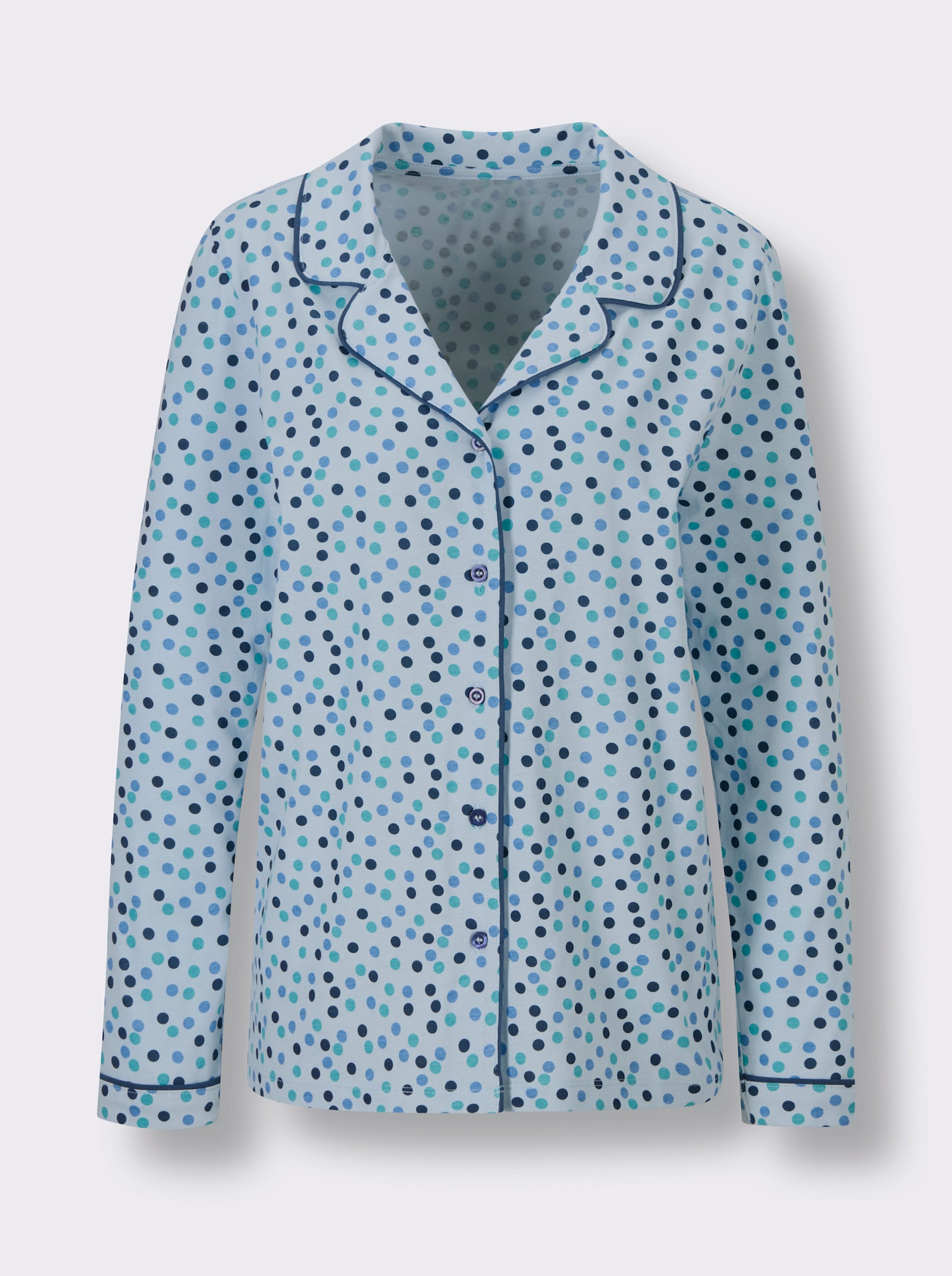 wäschepur Pyjama aus Flanell - hellblau-ozean-getupft