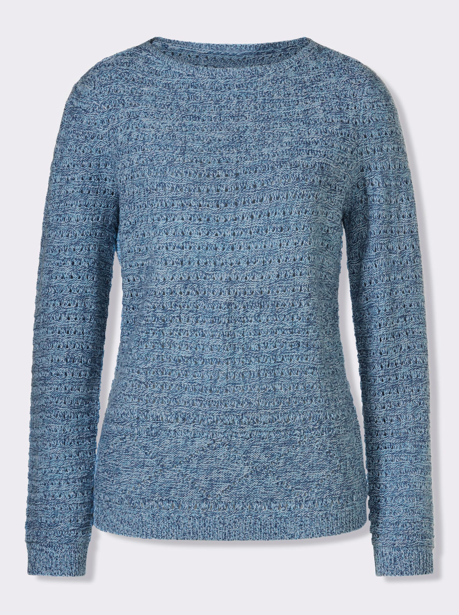 Ajourpullover in Melange-Optik - aqua-ecru-meliert