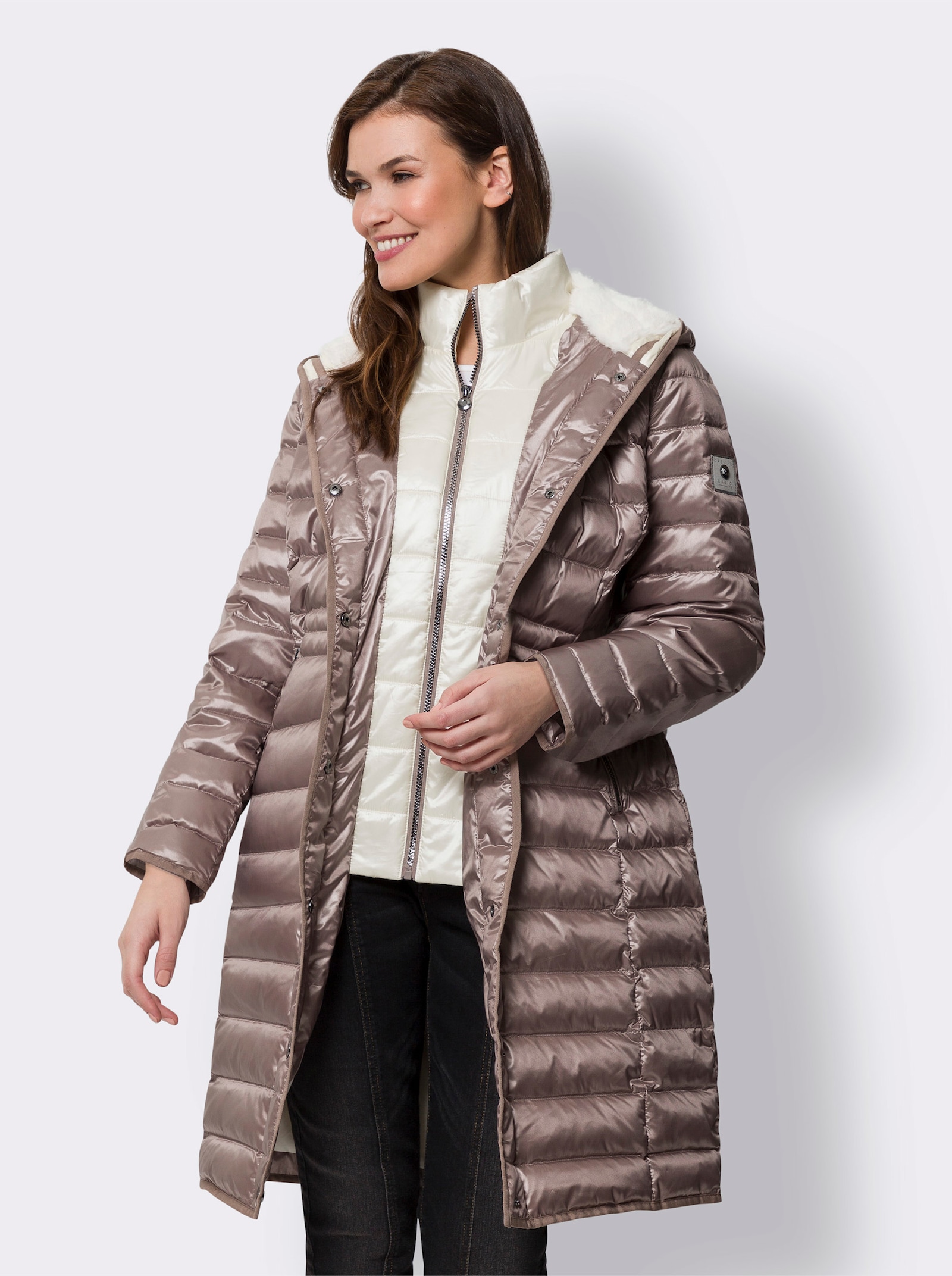 heine Steppmantel mit Daunen-Feder-Füllung - taupe