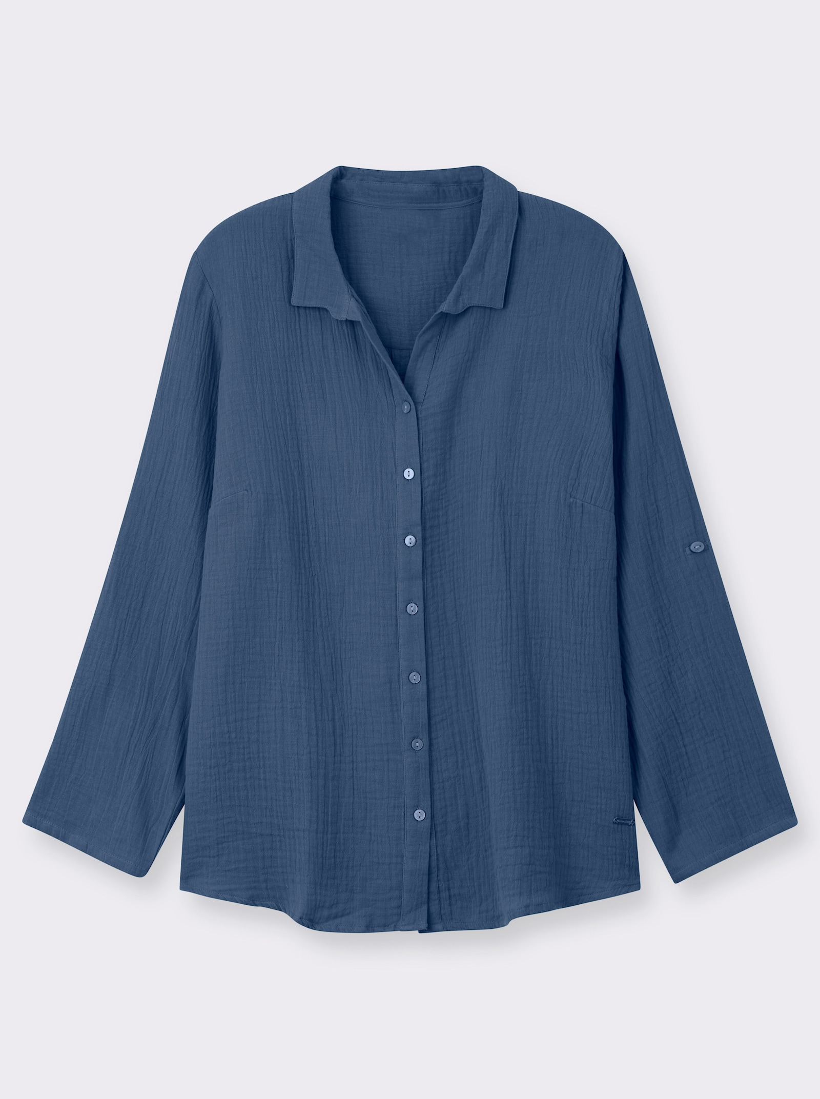 Hemdbluse mit Reverskragen - jeansblau
