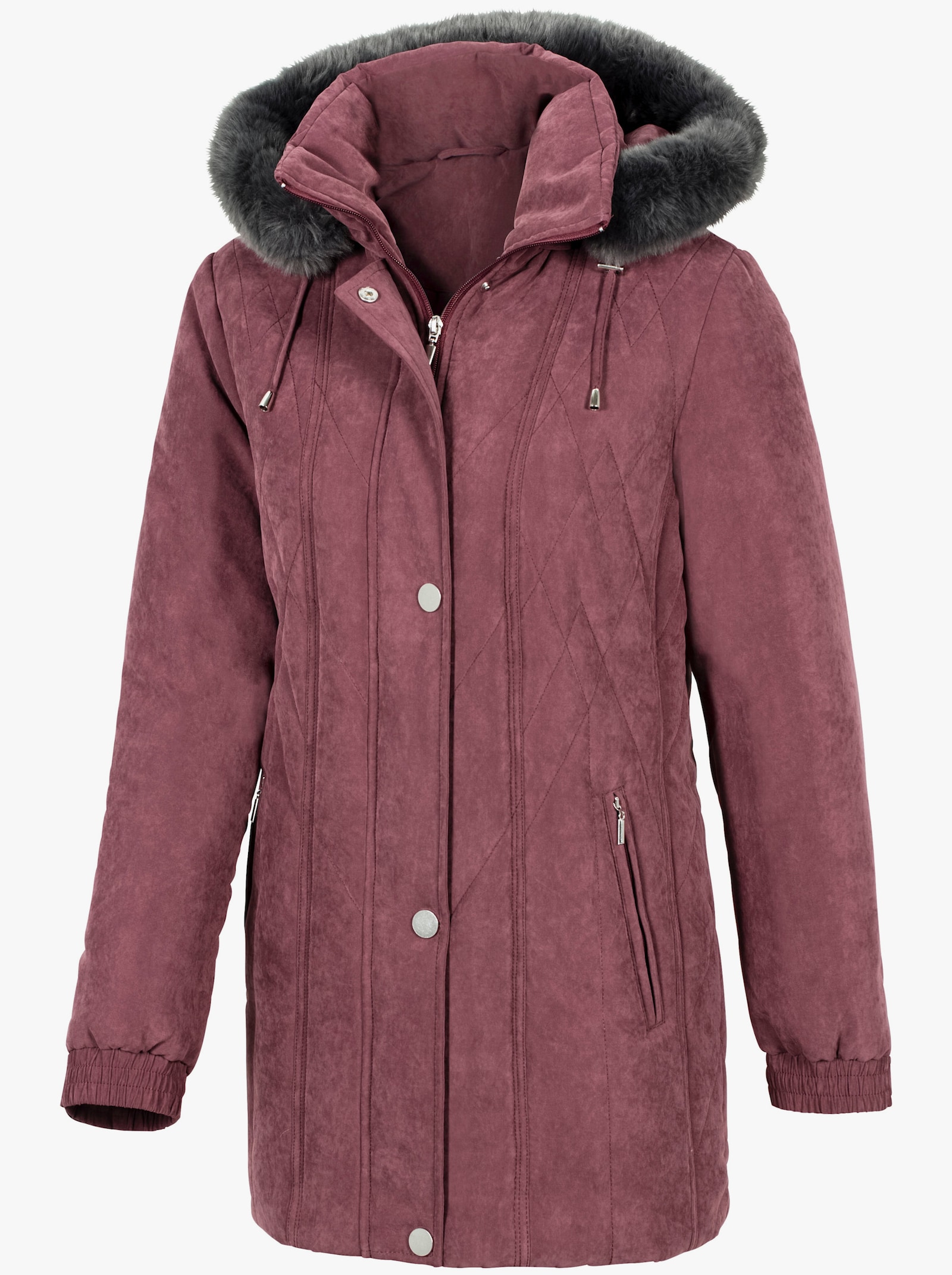 Winterjas met prinsessennaden - rozenhout