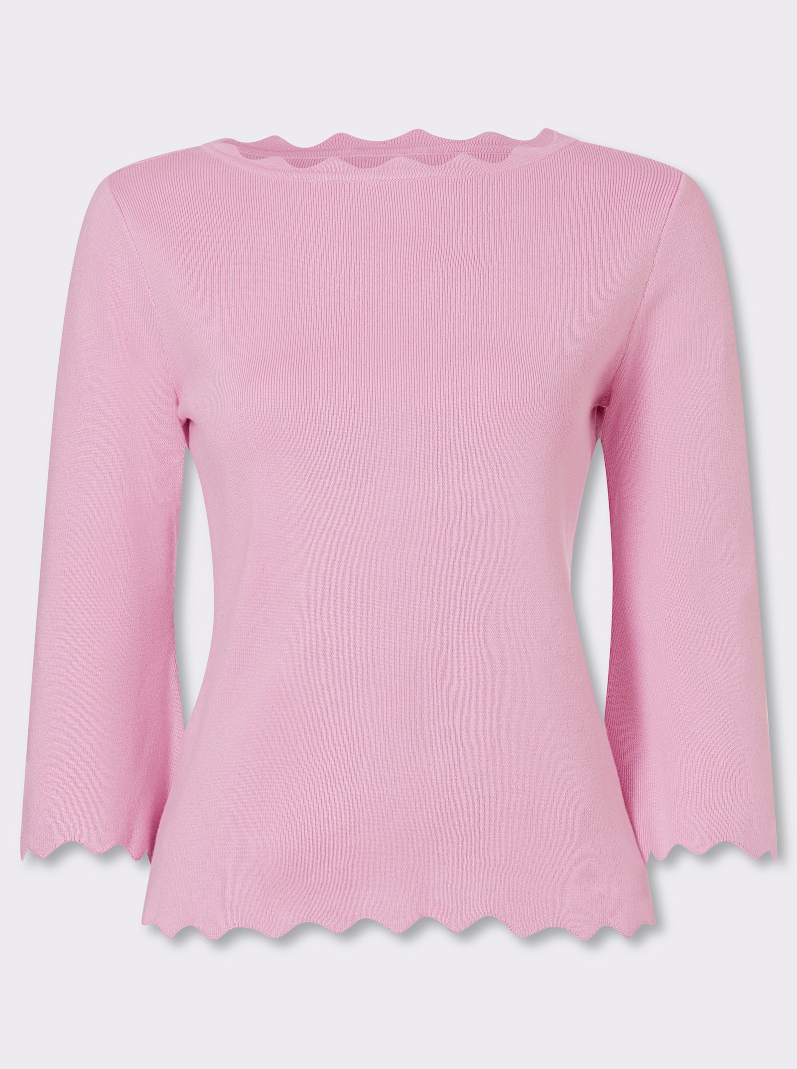 heine Pullover van fijntricot met trompetmouwen - roze