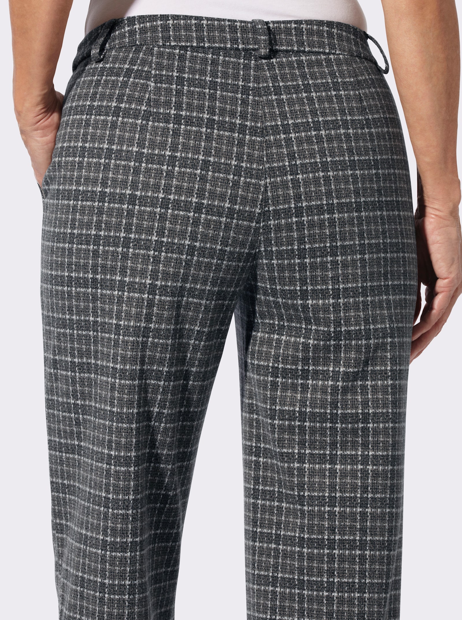 Stoffhose in Jersey-Qualität - anthrazit-ecru-gemustert
