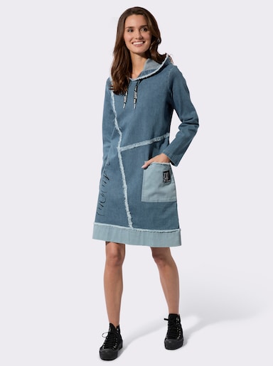 Jeanskleid mit Fransen-Verzierung - blue-bleached