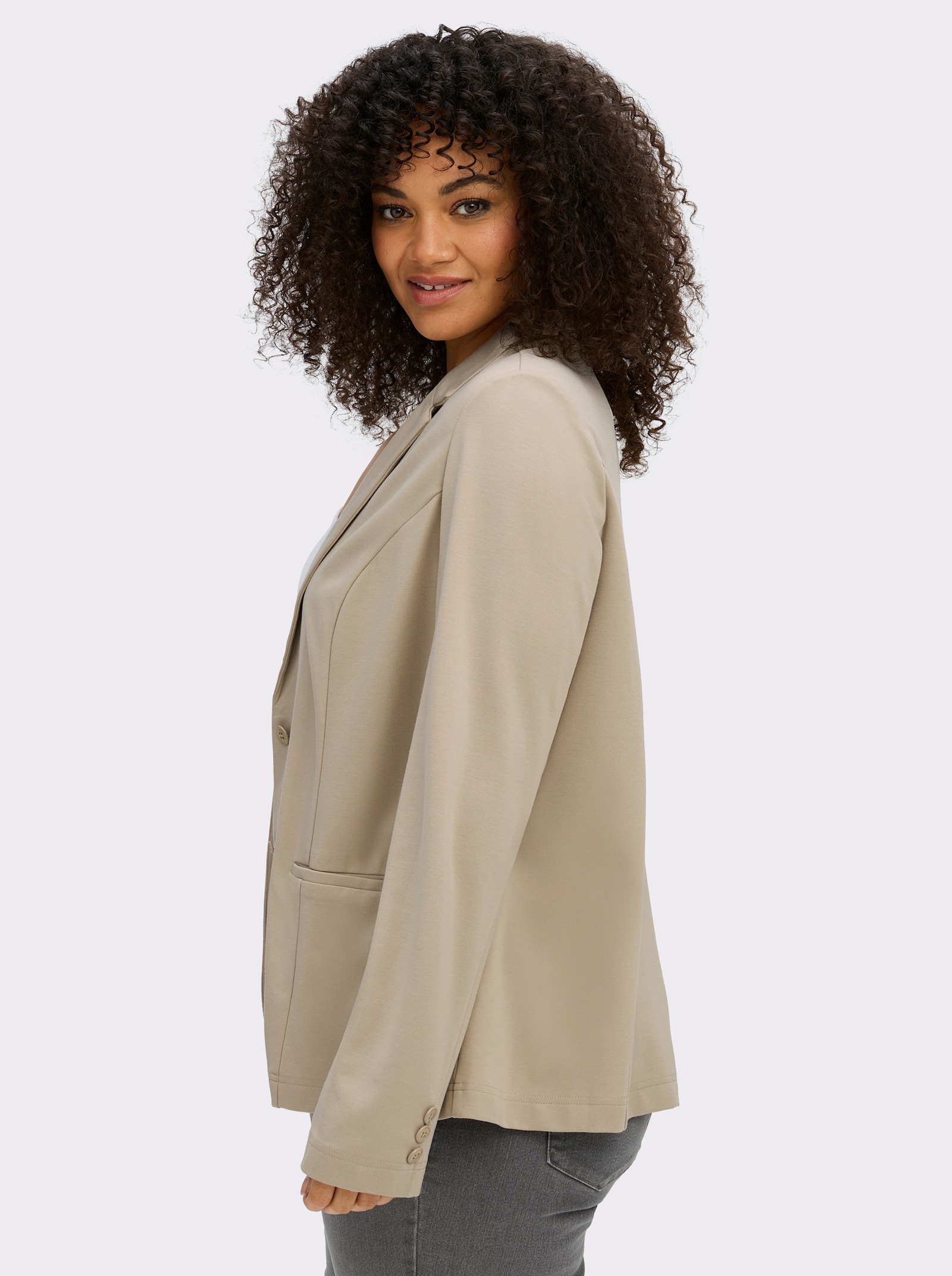  Jerseyblazer in Interlock-Qualität - beige