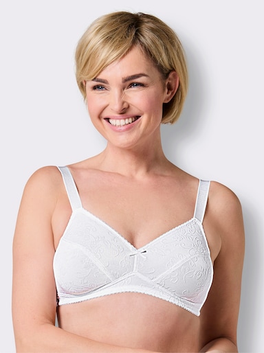 wäschepur BH ohne Bügel mit Jacquard-Muster - weiß