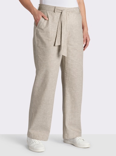 Palazzohose mit Bindegürtel - beige