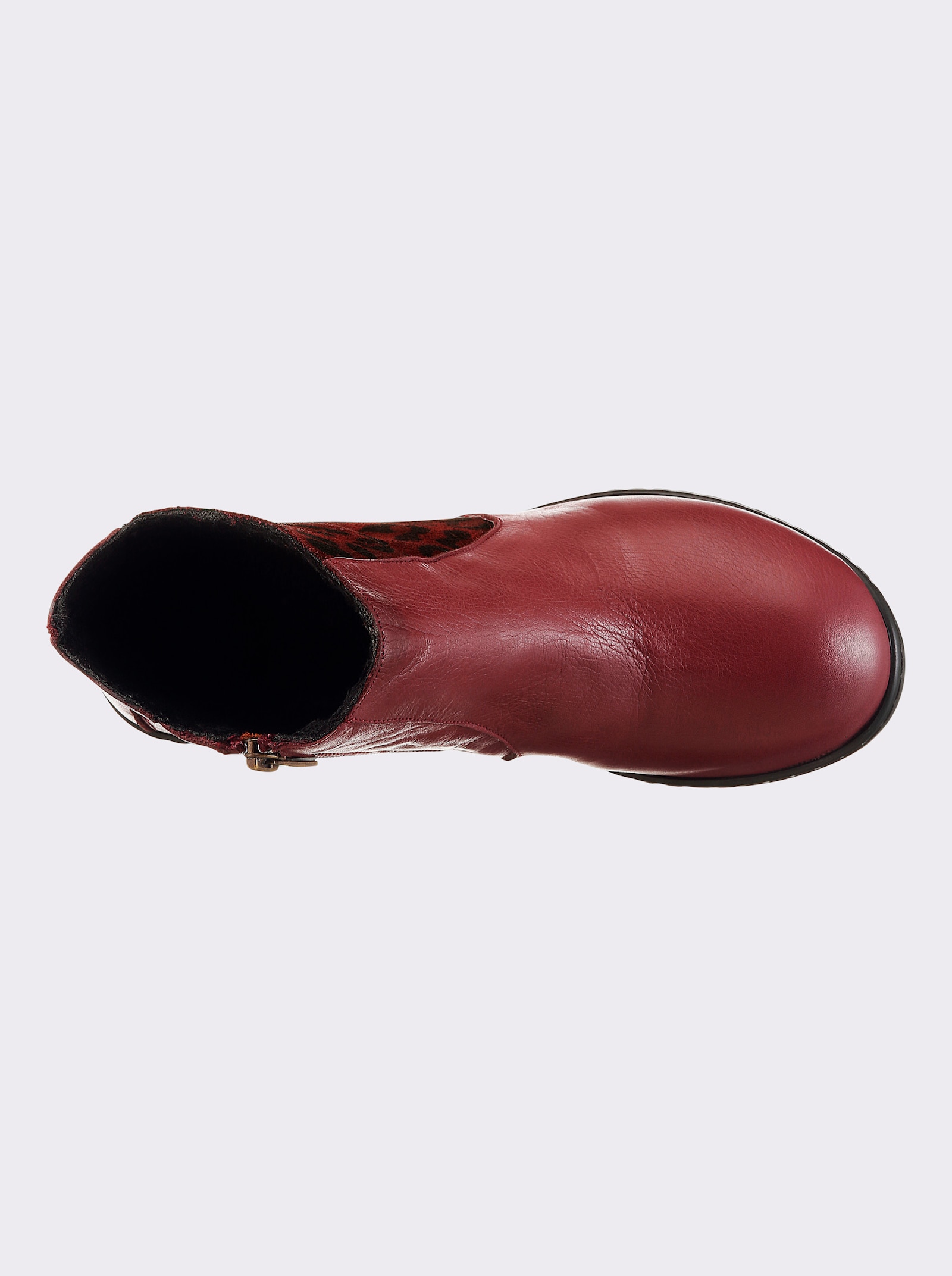 Gemini Stiefelette mit Leo-Muster, Glattleder - bordeaux