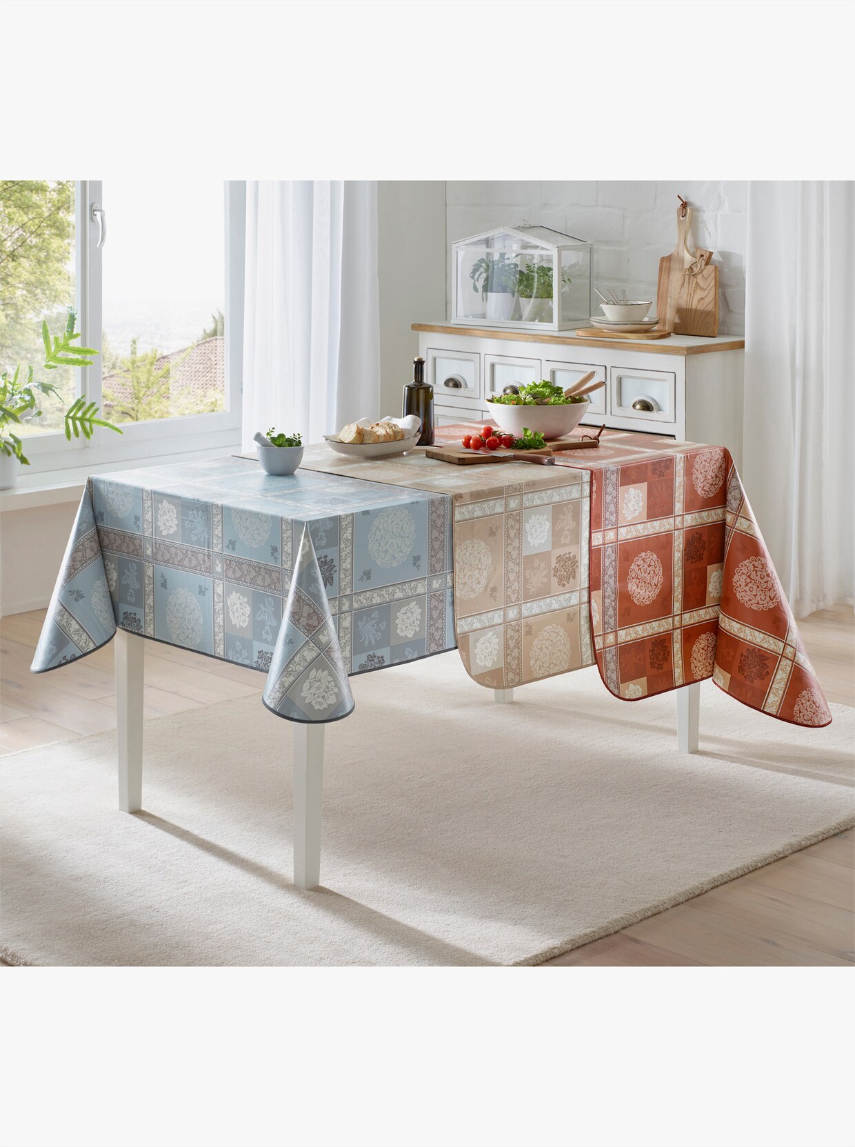 Tischdecke - beige-elfenbein-bedruckt