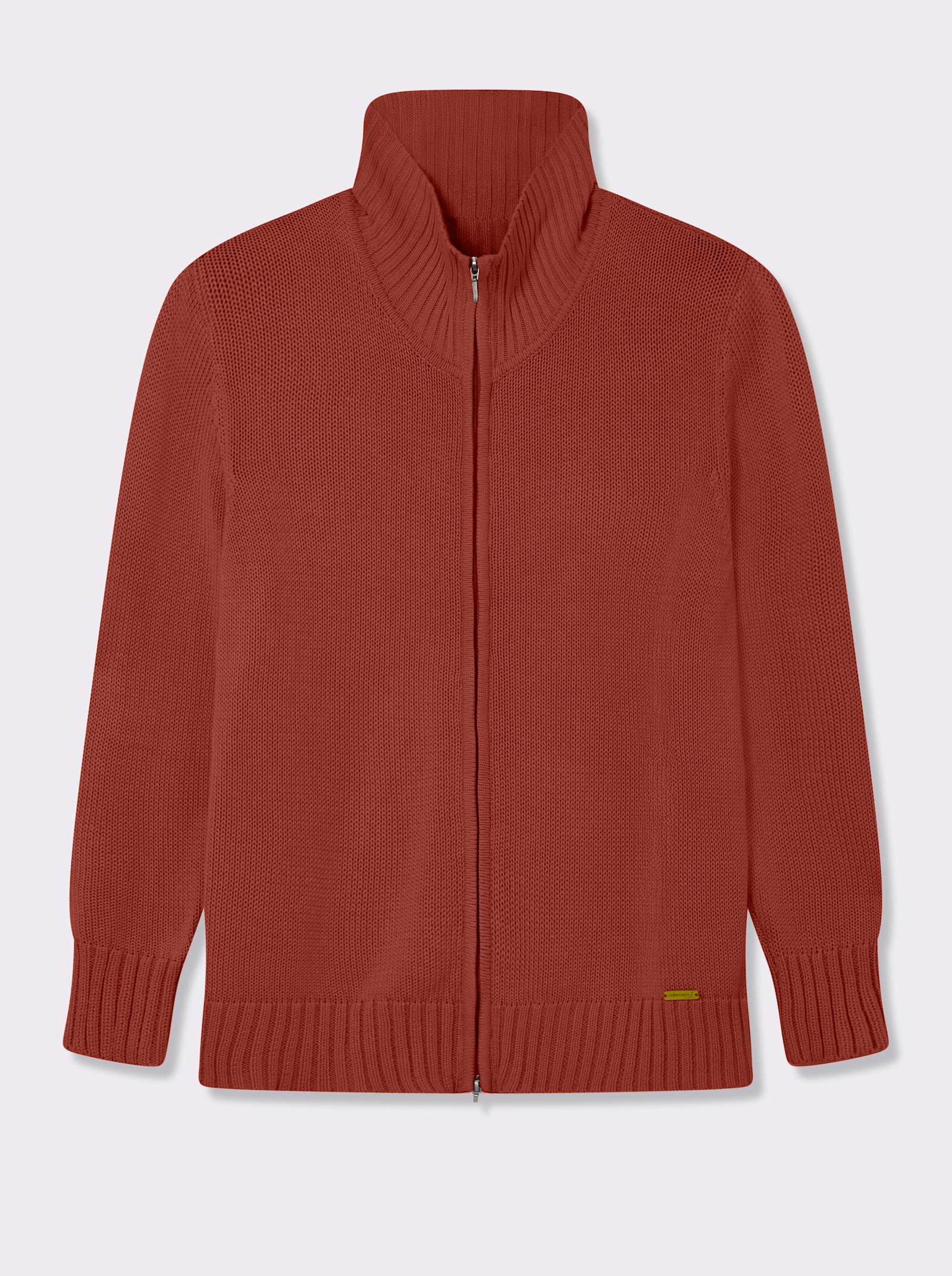 Strickjacke mit 2-Wege-Reißverschluss - rostrot