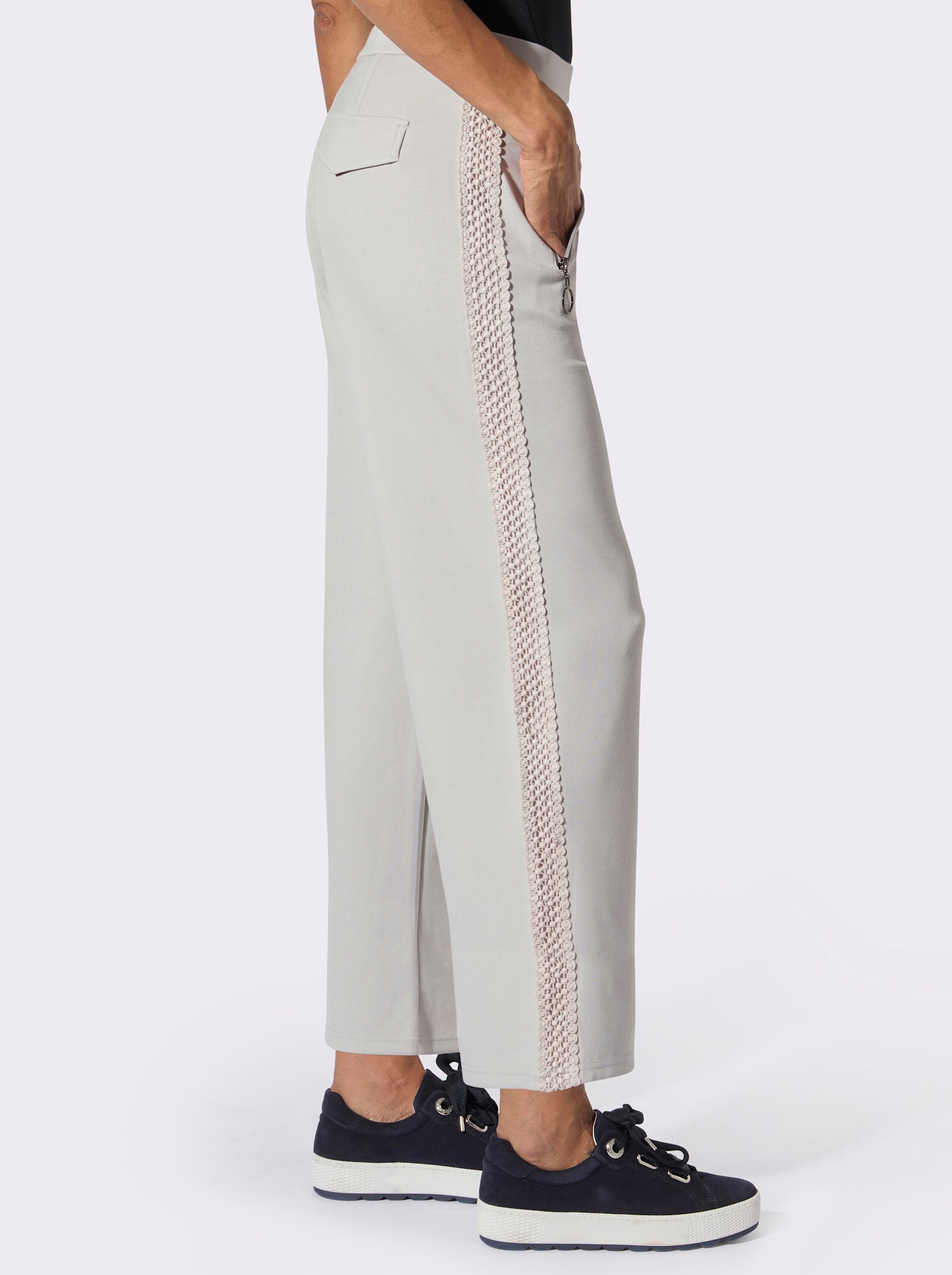 Jerseyhose mit Zierpatten hinten - hellgrau