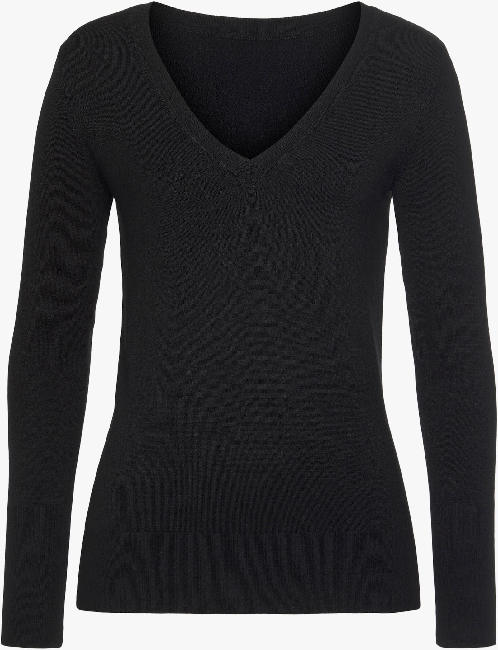 Vivance V-Ausschnitt-Pullover - schwarz